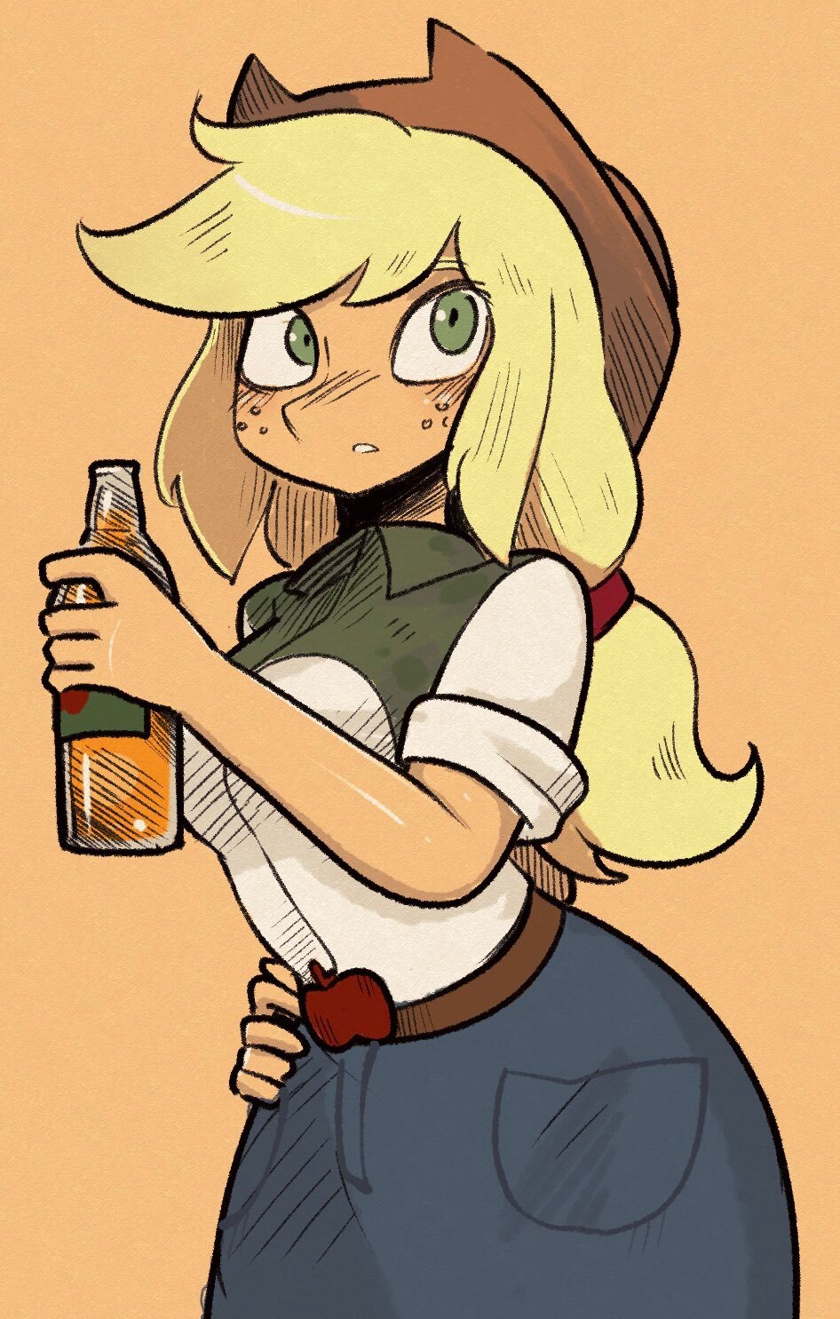 Safe Artist Yuka Mono Applejack Human Equestria Girls Applejack S Hat Bottle