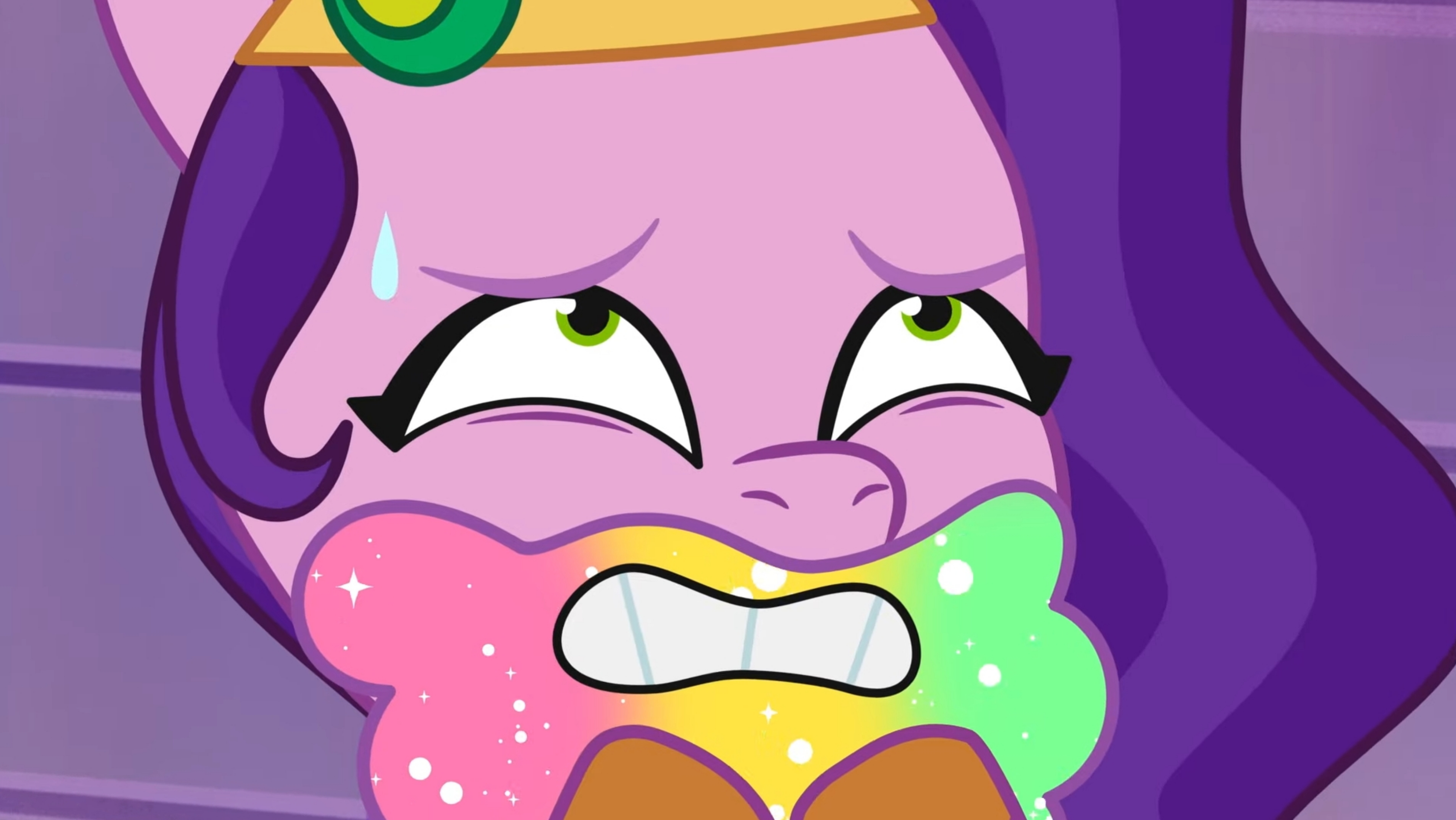 2921980 - safe, edit, edited screencap, screencap, pipp petals, pegasus,  pony, g5, my bananas, my little pony: tell your tale, spoiler:g5,  spoiler:my little pony: tell your tale, spoiler:tyts01e21, animated,  clothes, crown, dress