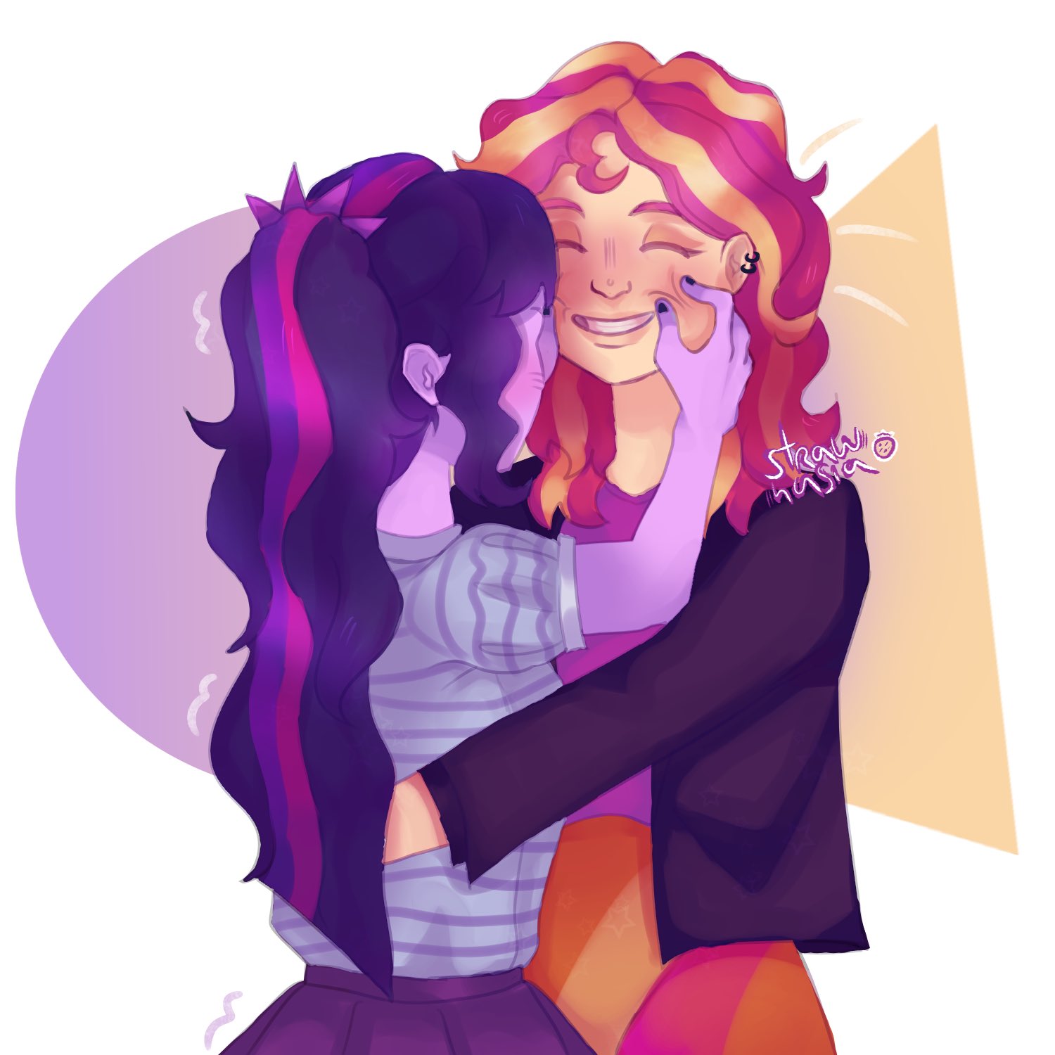 #2953612 - safe, artist:strawwnasia, sci-twi, sunset shimmer, twilight ...