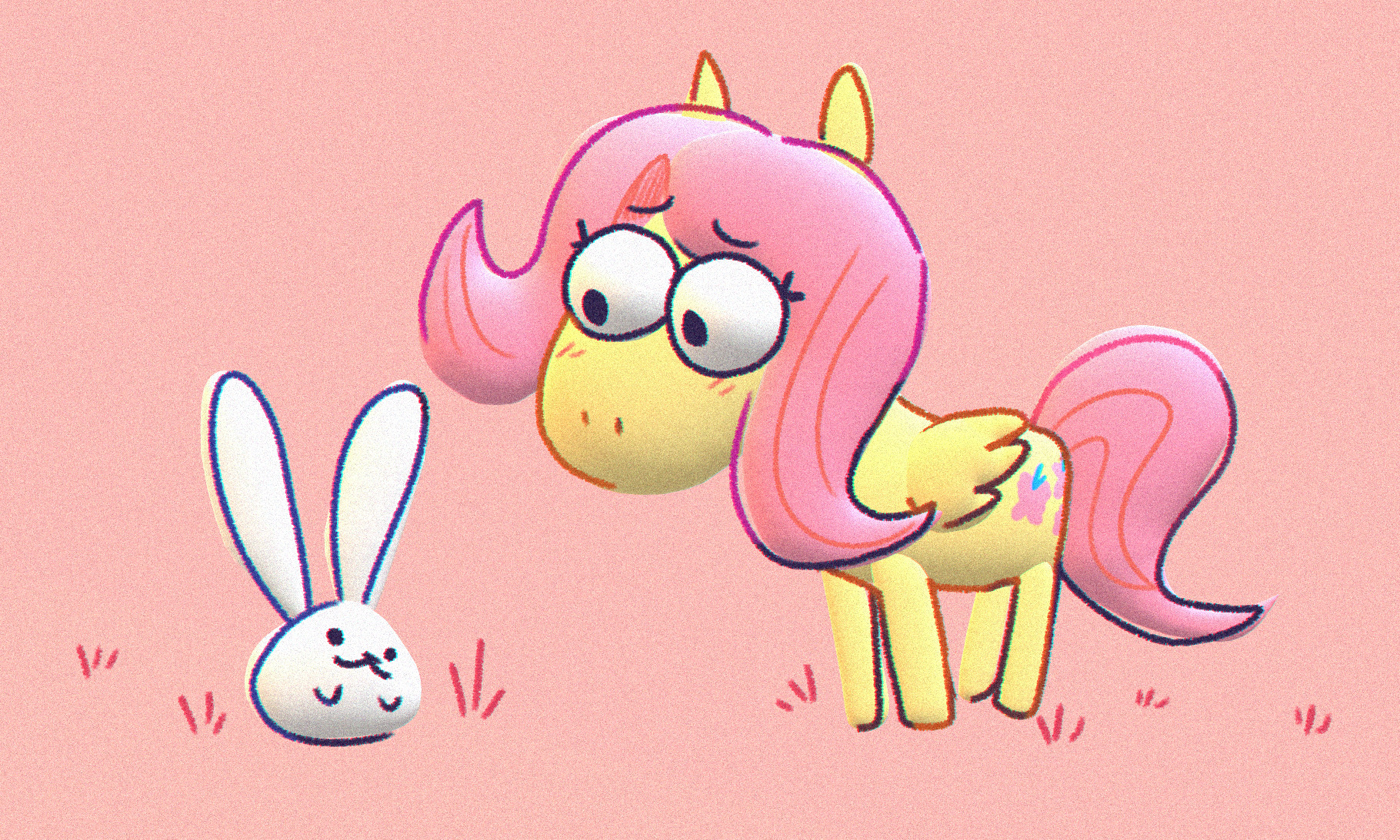 #3244403 - safe, artist:punkittdev, angel bunny, fluttershy, pegasus ...