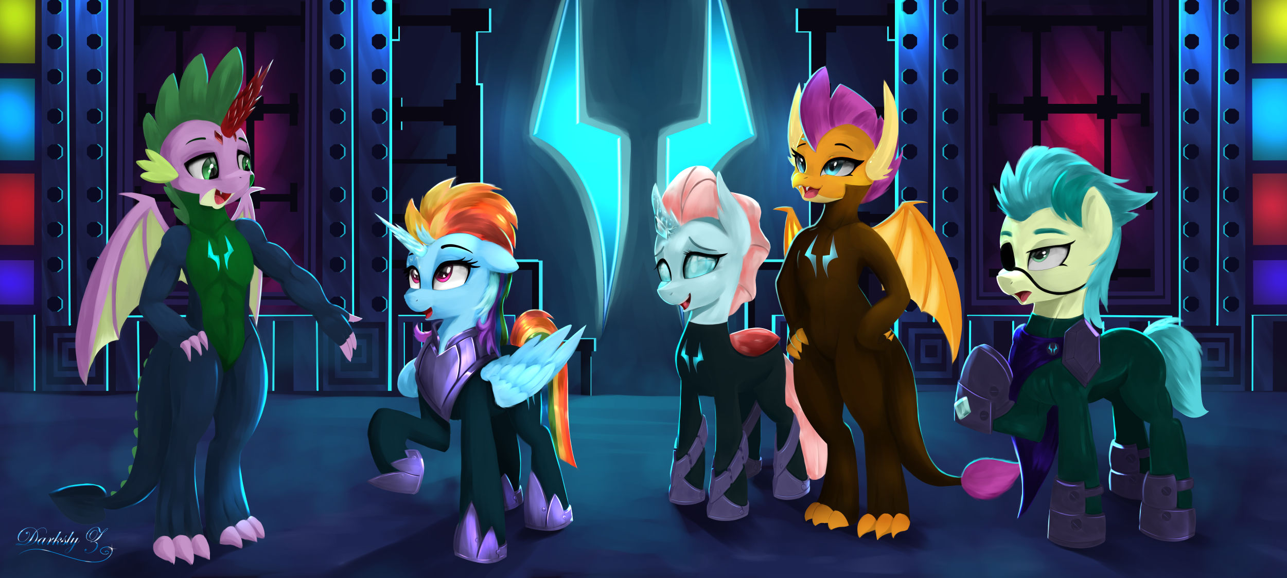 #3236831 - safe, artist:darksly, ocellus, rainbow dash, sandbar ...
