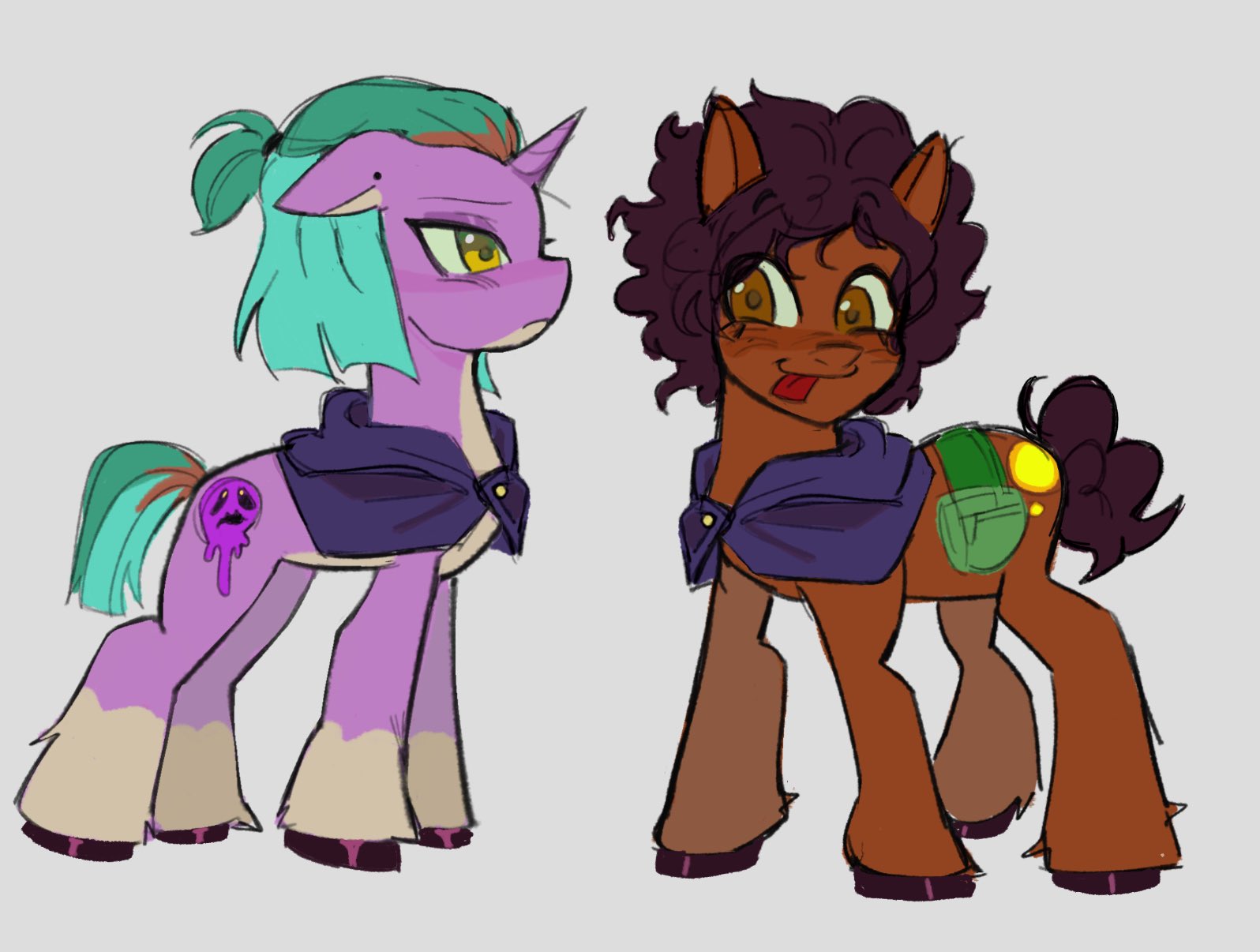 3104932 - safe, artist:lytlethelemur, earth pony, hybrid, pony, unicorn,  spoiler:the owl house, amity blight, azura (the owl house), canon ship,  clothes, costume, dyed mane, dyed tail, female, halloween, halloween  costume, hecate (the