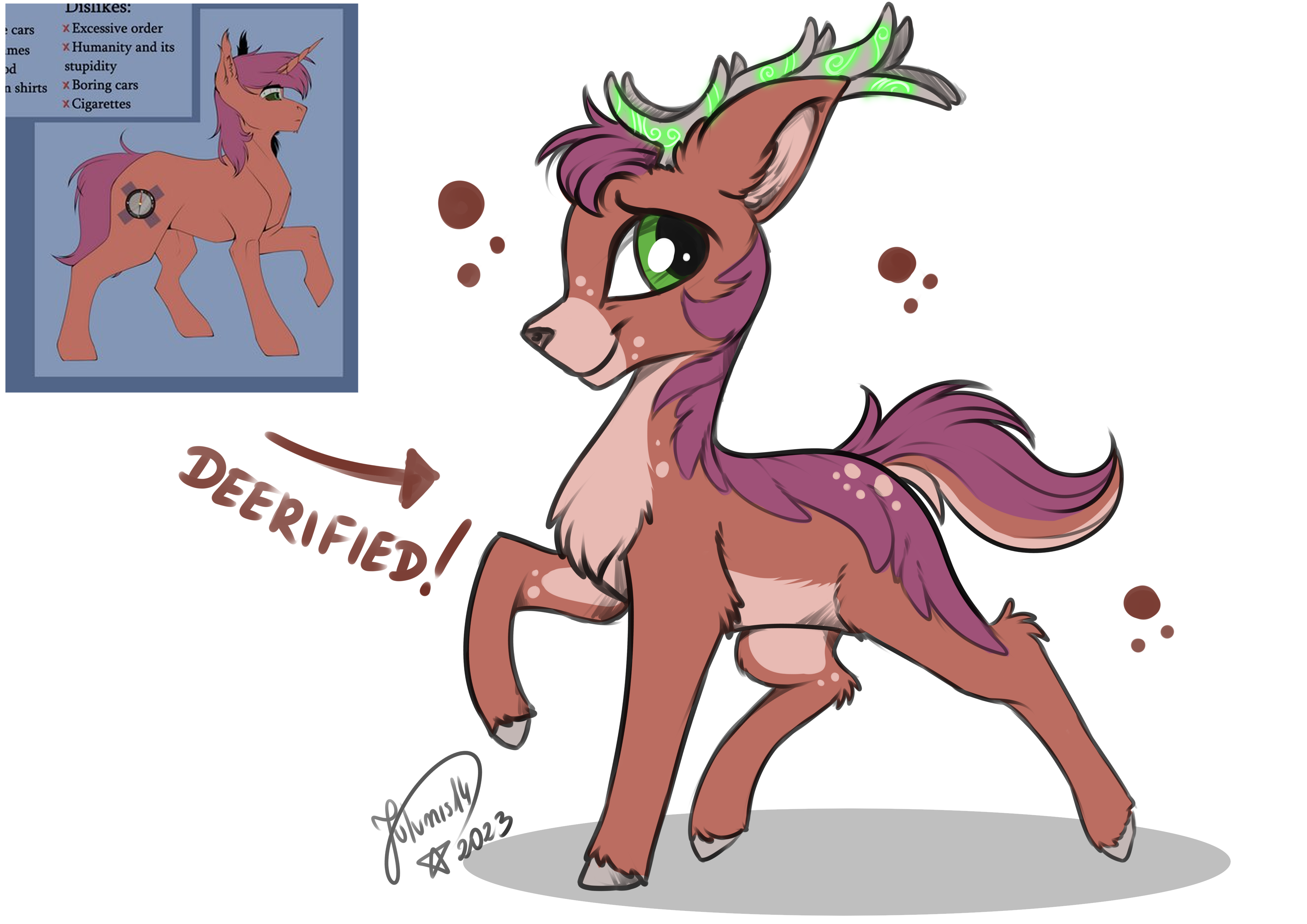 #3089994 - safe, artist:julunis14, deer, unicorn, coat markings ...