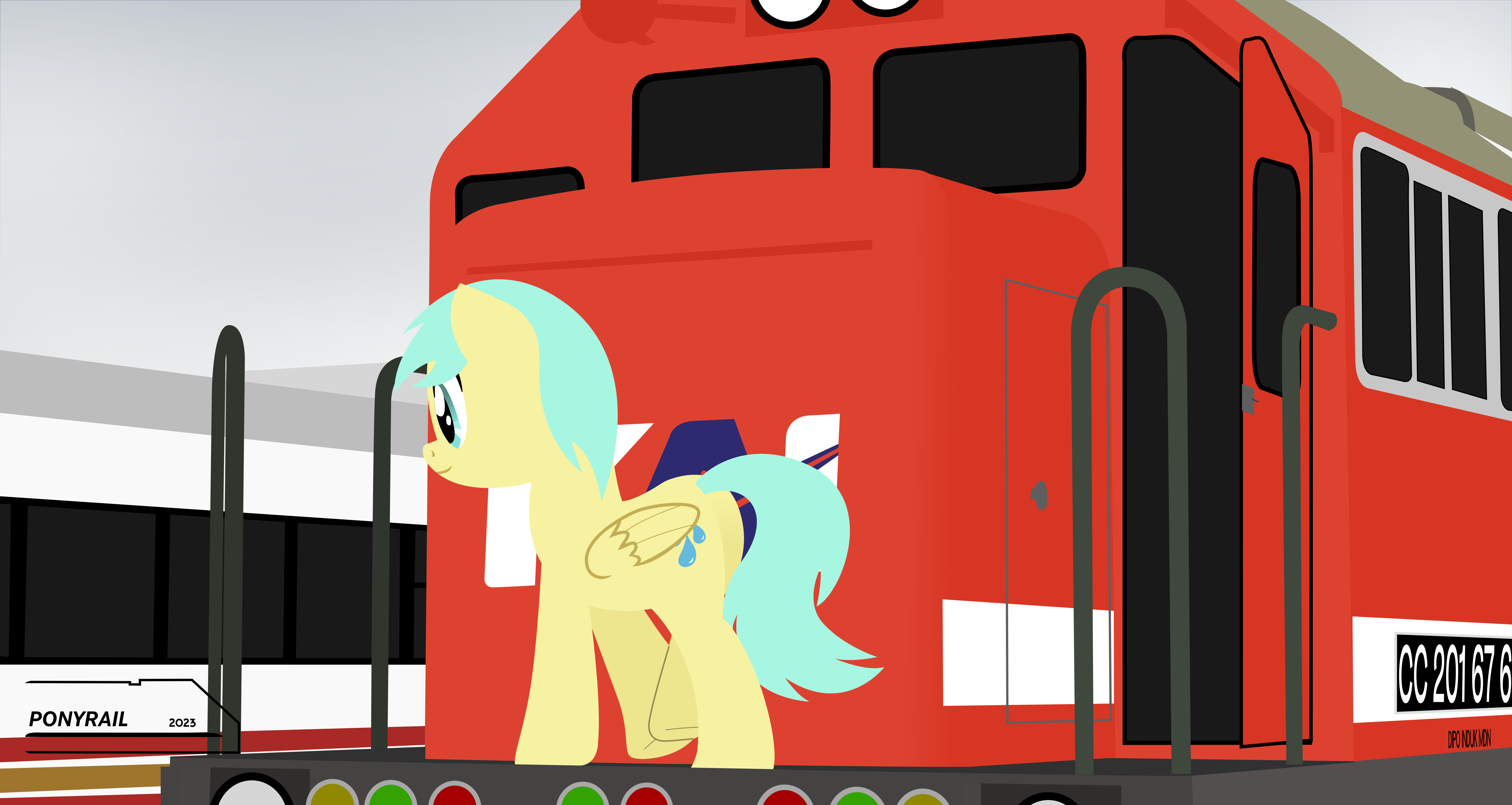 Mlp Train Engineer #3129880 - safe, artist:ponyrailartist, sunshower raindrops, pegasus ...