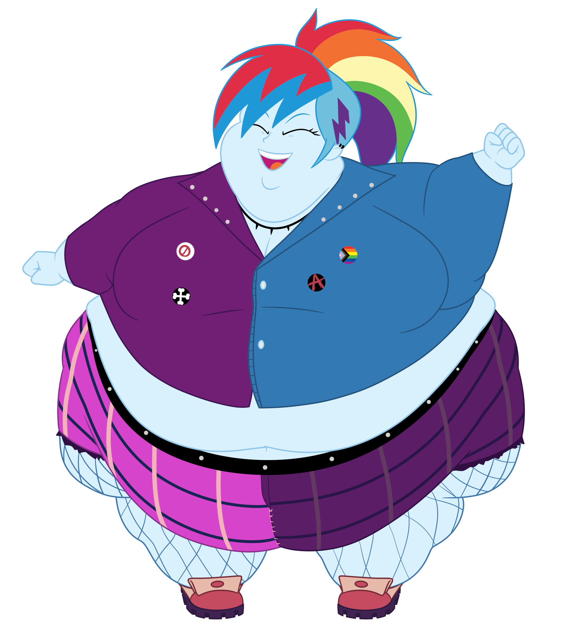 3141950 - suggestive, artist:neongothic, rainbow dash, human, equestria  girls, g4, bbw, belly, big belly, bingo wings, breasts, chubby cheeks,  cleavage, cute, double chin, fat, fat boobs, fat fetish, fetish, fishnet  stockings, morbidly