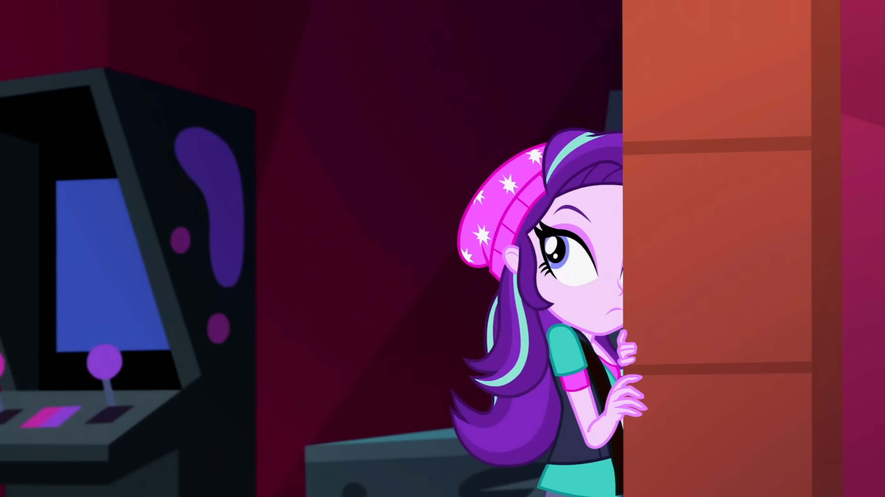 3138834 - safe, screencap, starlight glimmer, human, equestria girls, equestria  girls specials, g4, my little pony equestria girls: mirror magic, beanie,  breasts, canterlot mall, cinema, female, frown, hat, solo - Derpibooru