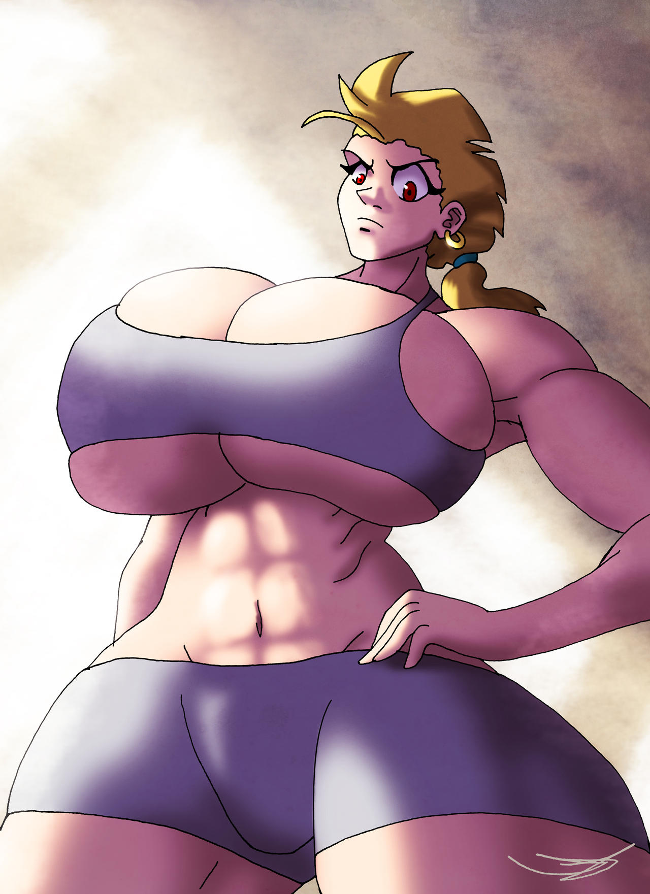 3209099 - suggestive, artist:ringteam, bulk biceps, human, g4, big breasts,  breasts, buffy biceps, busty buffy biceps, female, huge breasts, humanized,  impossibly large breasts, looking at you, rule 63, signature, solo, solo  female,