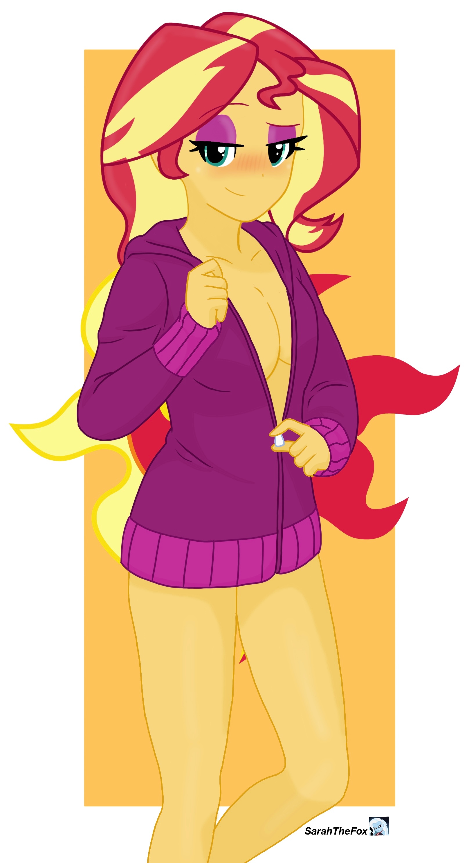 3274750 - suggestive, artist:sarahthefox97, sunset shimmer, human 