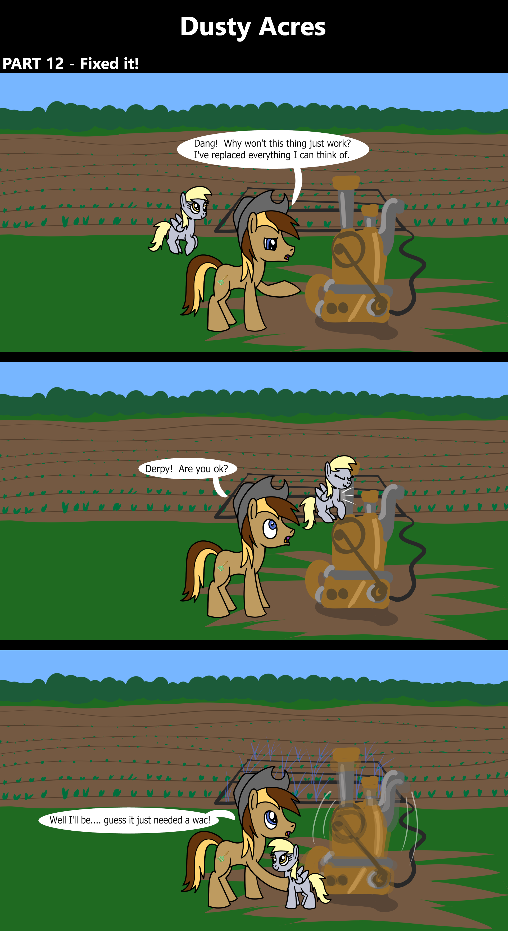 #3475505 - safe, artist:platinumdrop, derpy hooves, oc, oc:dusty hooves ...