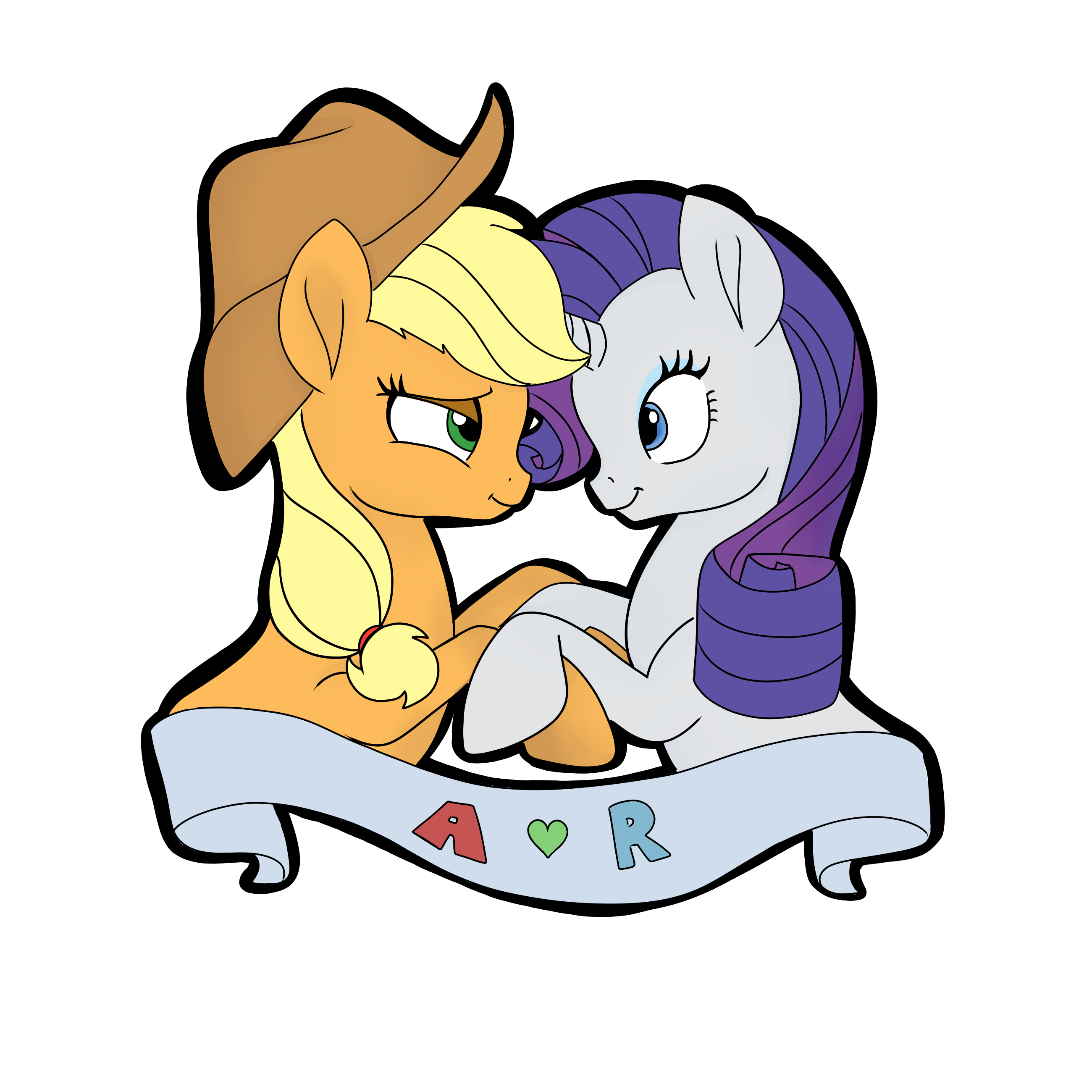 #3344569 - safe, artist:bunnyweinberger, applejack, rarity, female ...