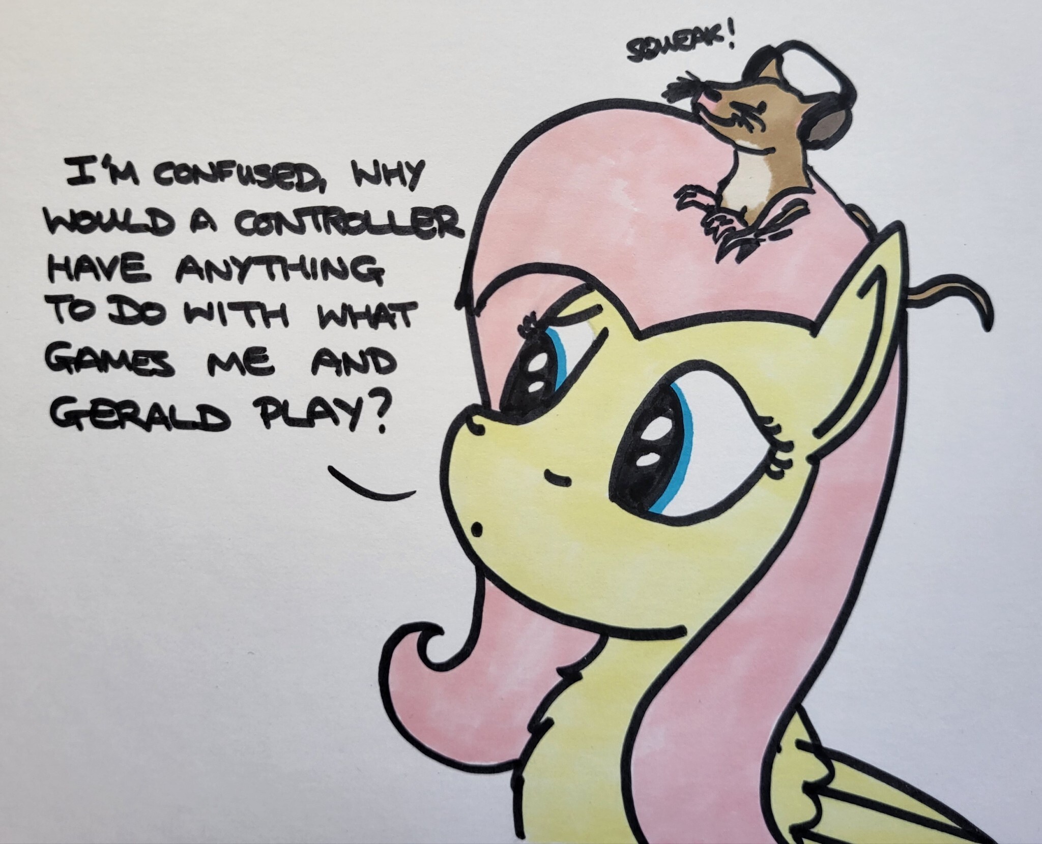 #3391481 - safe, artist:hoofclid, fluttershy, mouse, pegasus, pony, g4 ...