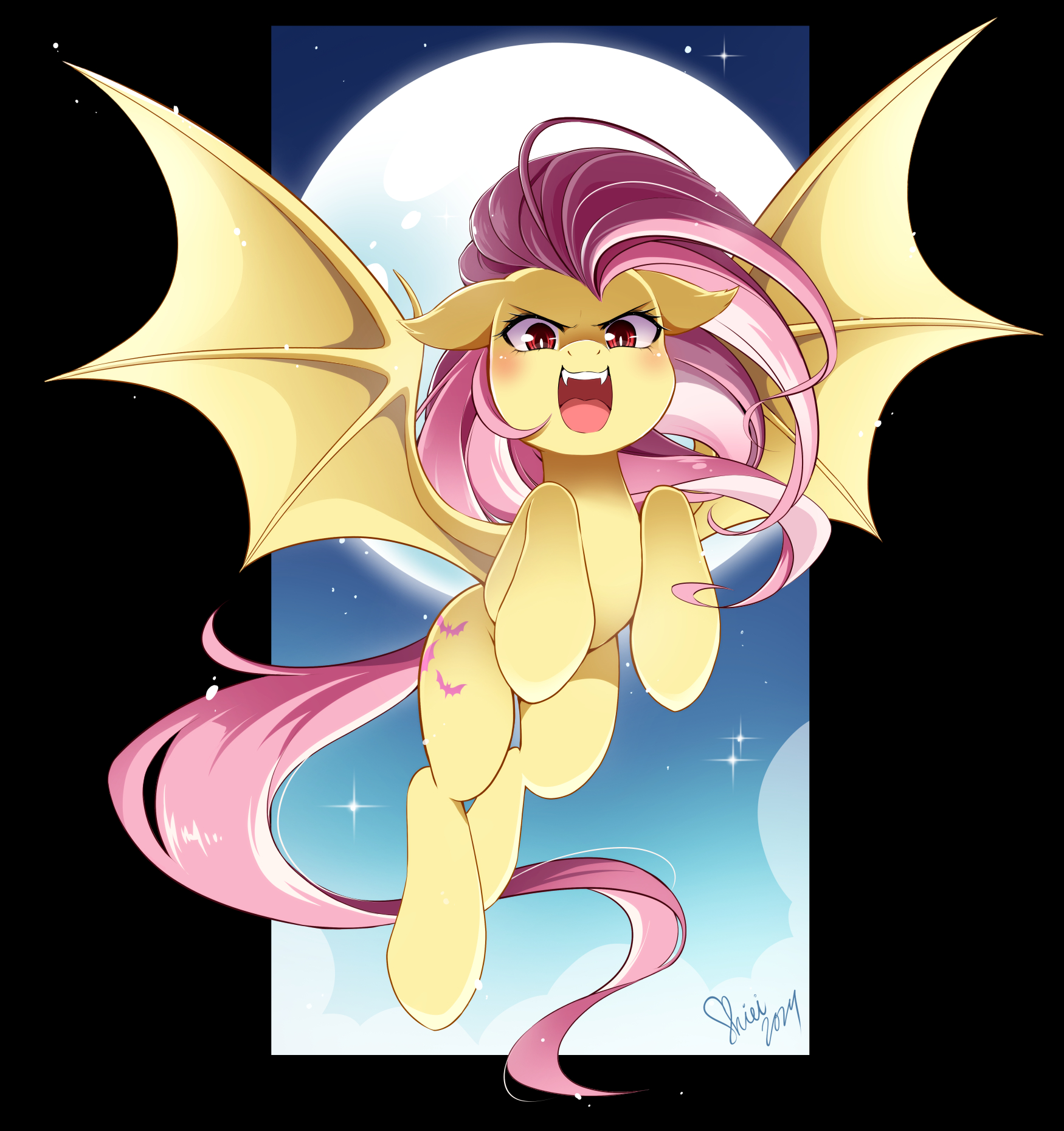 #3404863 - safe, artist:nekoshiei, fluttershy, bat pony, pony, g4 ...