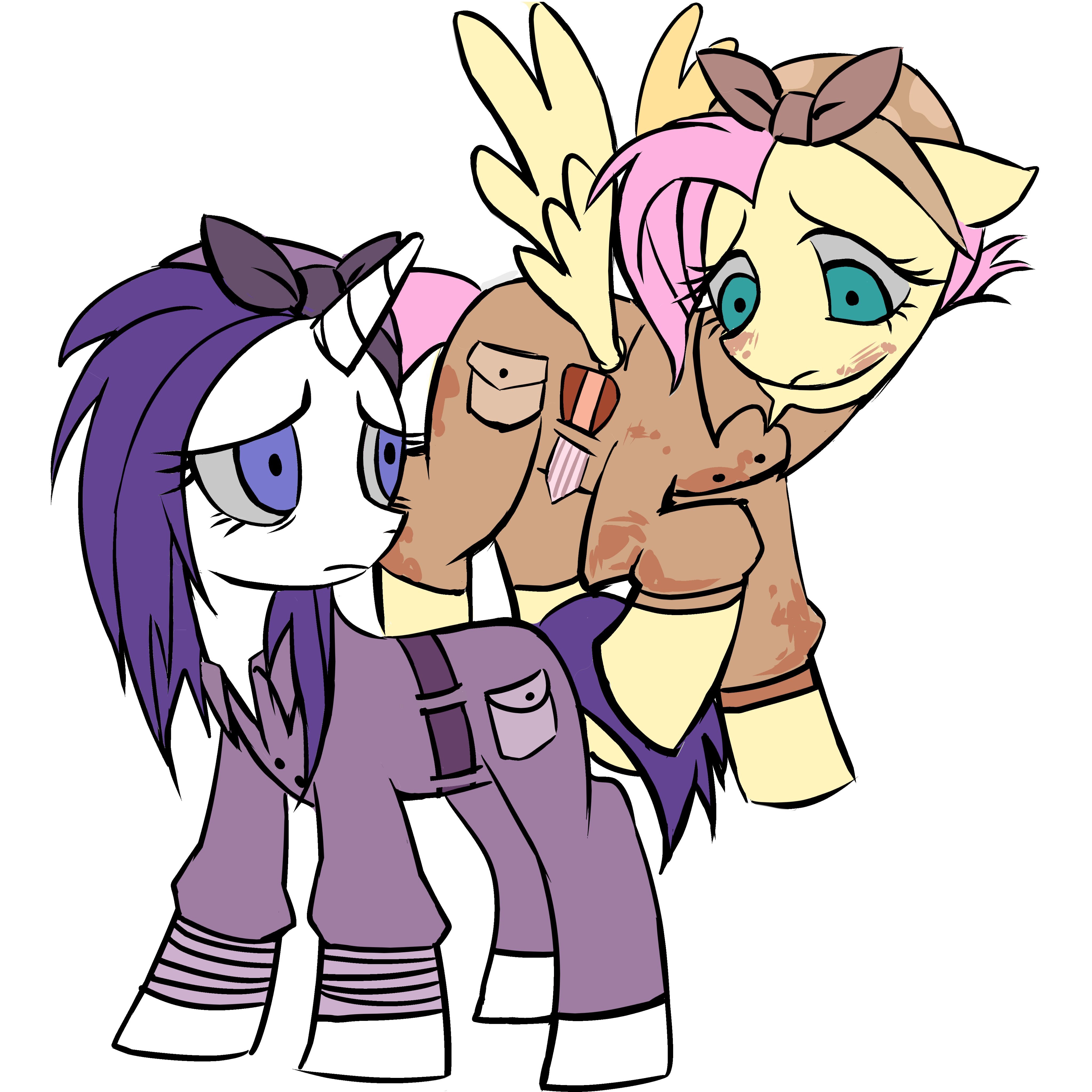 #3422452 - safe, artist:qianjibahe, fluttershy, rarity, pegasus, pony ...