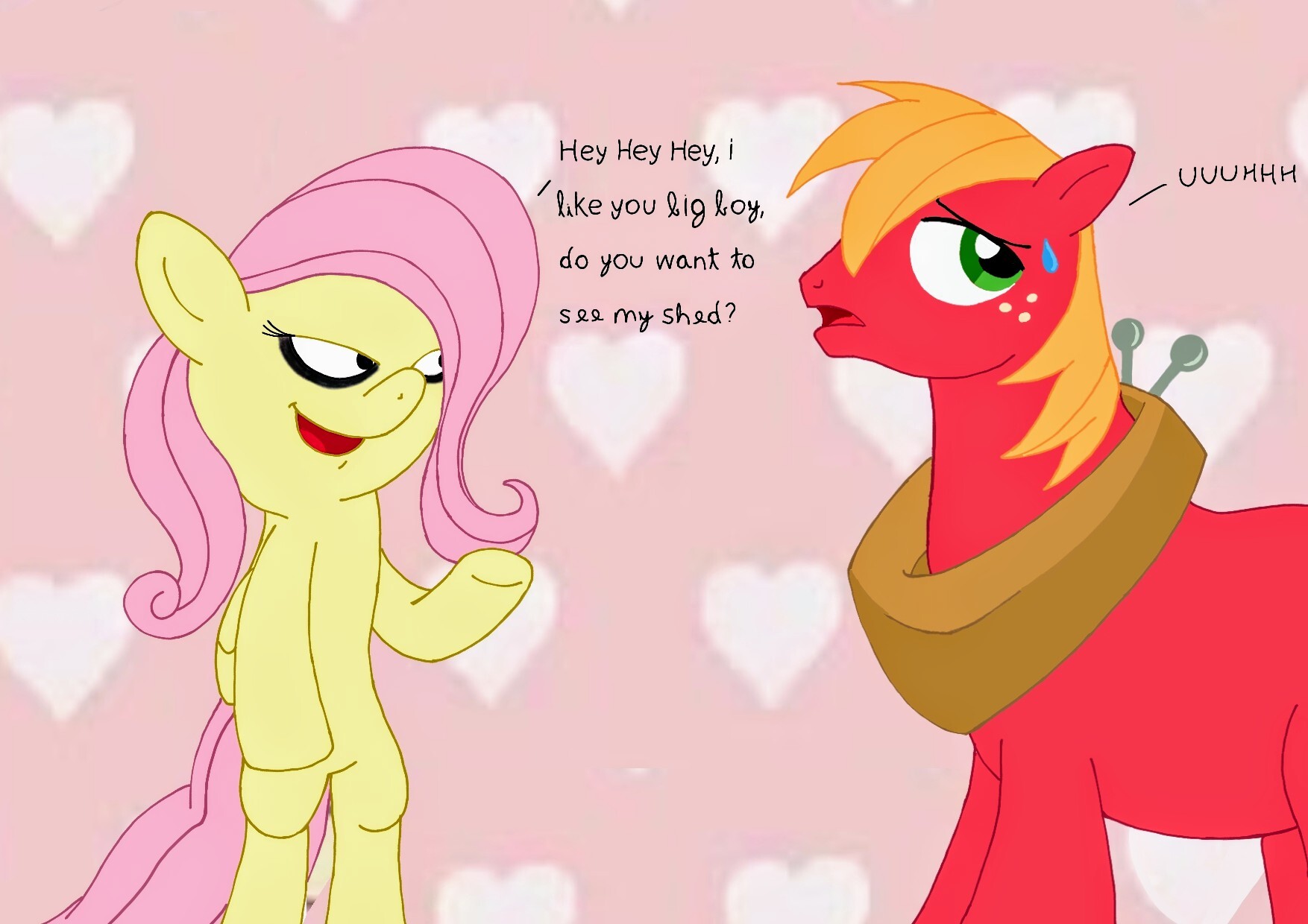 Fluttershed #3447476 - safe, artist:pbanimation0, big macintosh, fluttershy, earth ...