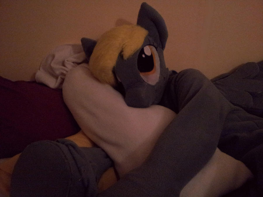 #3566856 - safe, artist:tinderboxer, derpy hooves, g4, bed, body pillow ...