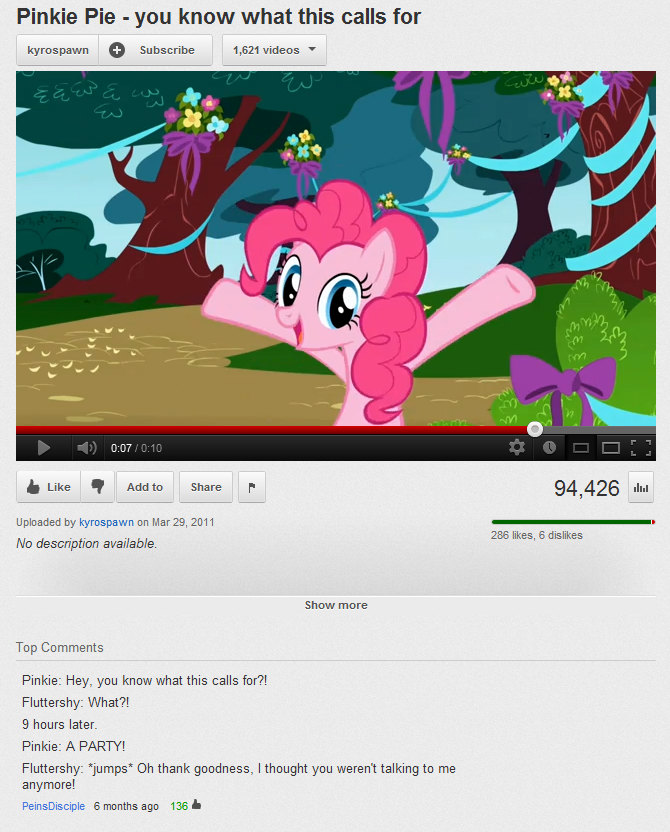 Kyrospawn #104276 - safe, pinkie pie, kyrospawn, youtube comments - Derpibooru