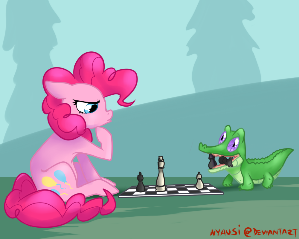 #224971 - safe, artist:vertizontal, gummy, pinkie pie, chess, gummy is ...