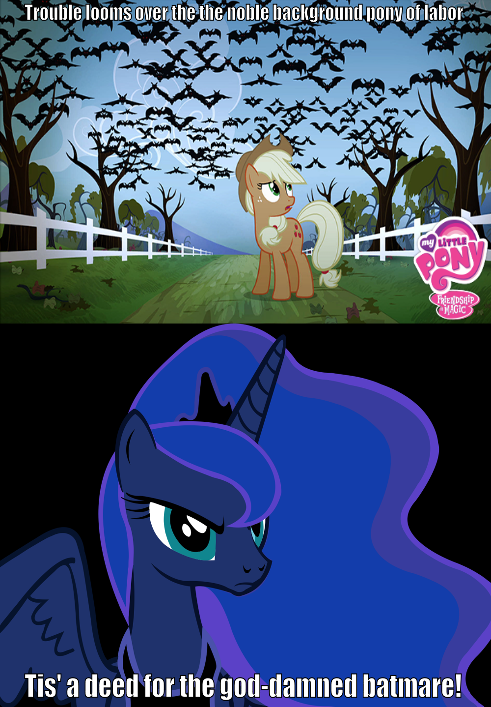 Applejack Batmare #507249 - safe, edit, edited screencap, screencap, applejack, princess ...