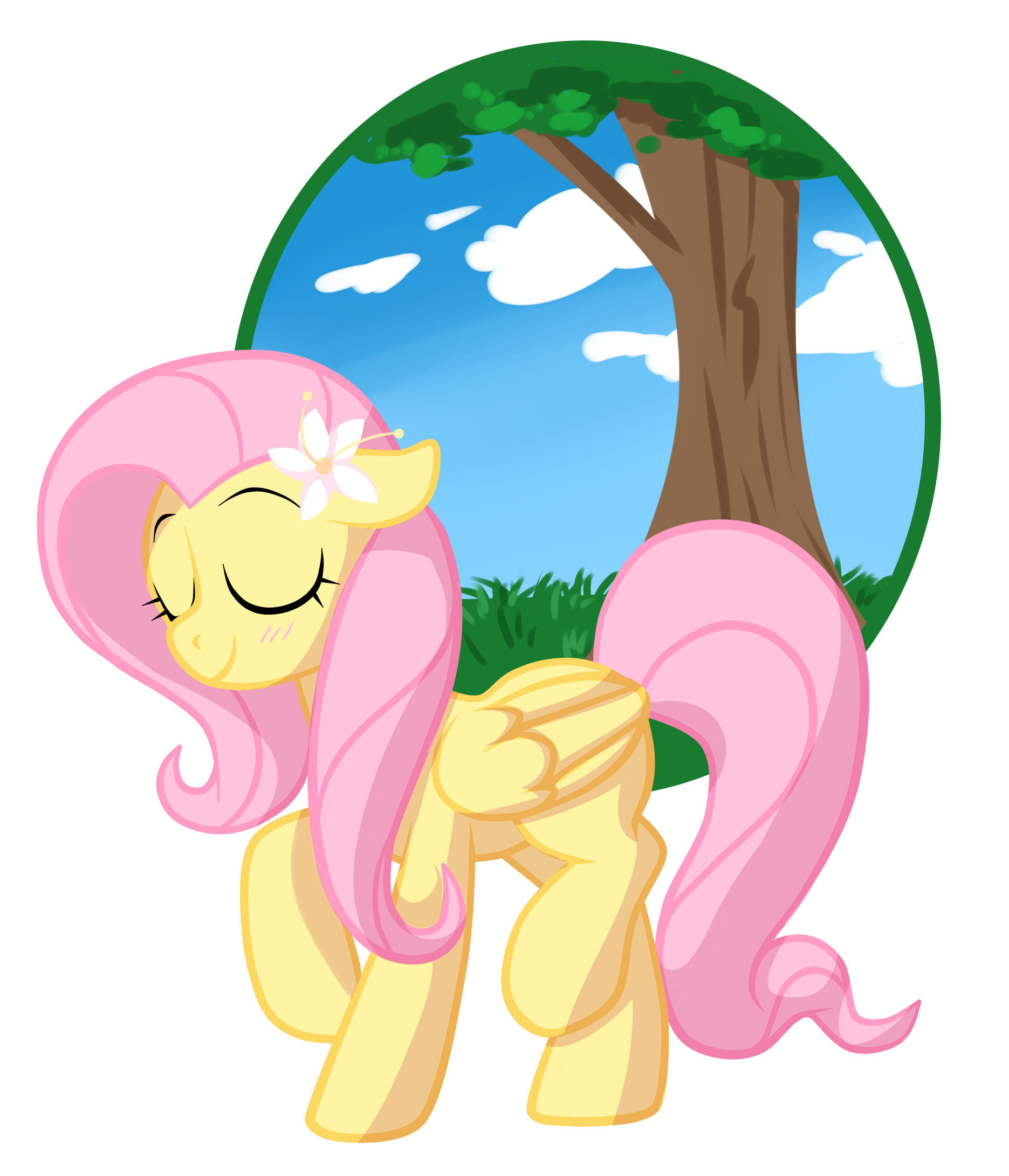 #507397 - safe, artist:xnightmelody, fluttershy, female, flower, solo ...