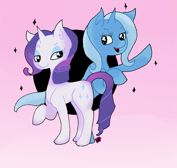 Mercy Mlp #752638 - safe, artist:mercy, rarity, trixie, pony, unicorn, g4, female ...