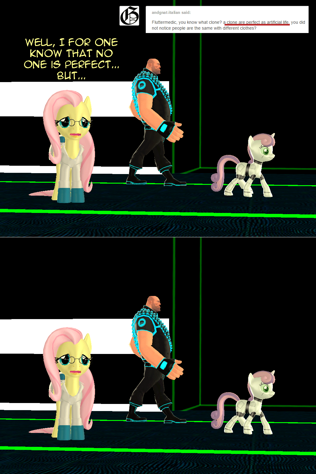 790952 safe, fluttershy, g4, 3d, animated, ask, audiosurf, blue