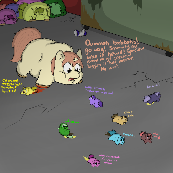 557894 grimdark, grotesque, artistbuwwito, fluffy pony, alley, blood, crying, feral fluffy