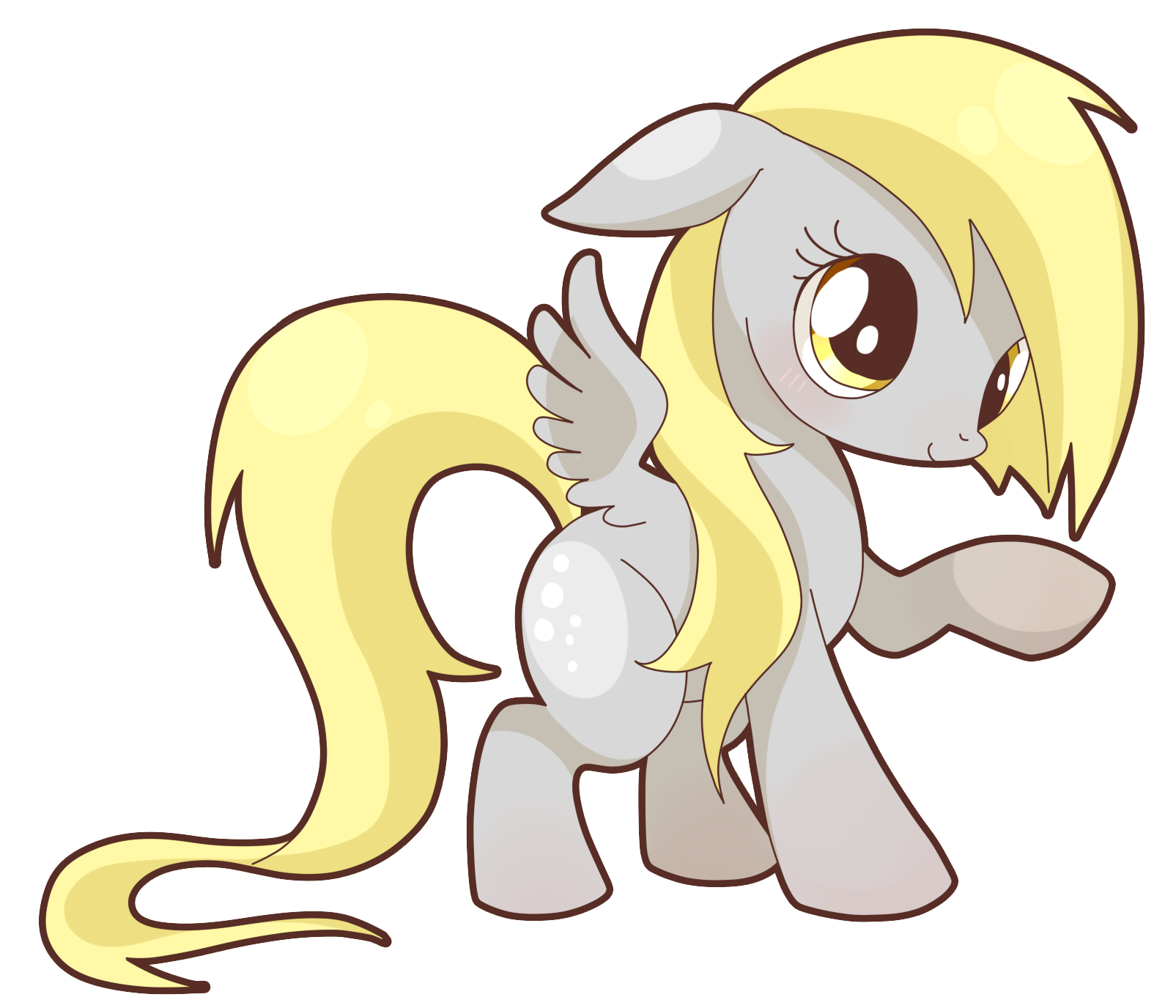 Lyra's magical diabetes inducing thread - Page 8 581556__safe_solo_derpy+hooves_blushing_cute_smile_adorable_floppy+ears_spread+wings_raised+hoof