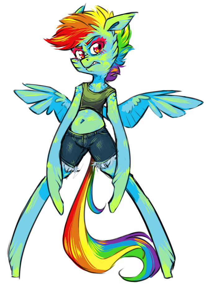 595350 Safe Artistxenon Rainbow Dash Anthro Clothes Female Solo Derpibooru 5402