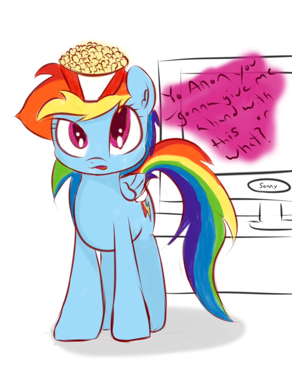 Safe Artist Graphene Rainbow Dash Oc Oc Anon Pegasus Pony Dialogue Female