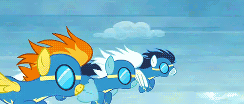 660704__safe_screencap_fleetfoot_soarin%27_spitfire_rainbow+falls_animated_flying_gif_goggles_pony_wonderbolts_wonderbolts+uniform.gif