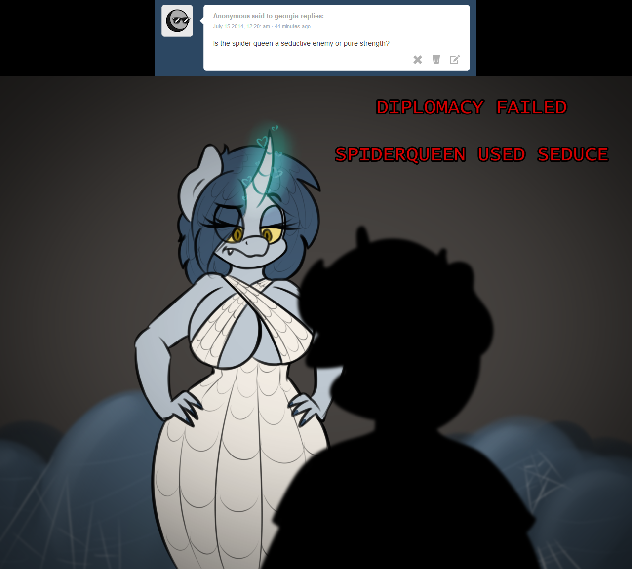 OC Character Thread 2 (This thread is now locked, please use the OC Character Thread 3 above) - Page 12 685800__oc_anthro_suggestive_oc+only_artist-colon-stunnerponyclop_georgia+replies_oc-colon-ollie+cotter_spider+queen