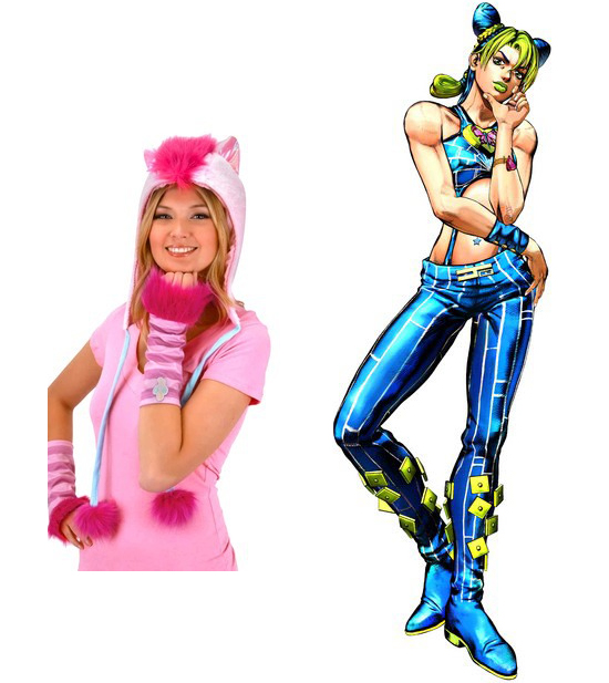 668881 safe, pinkie pie, human, clothes, comparison, irl, irl human, jacket, jojo pose, jojo