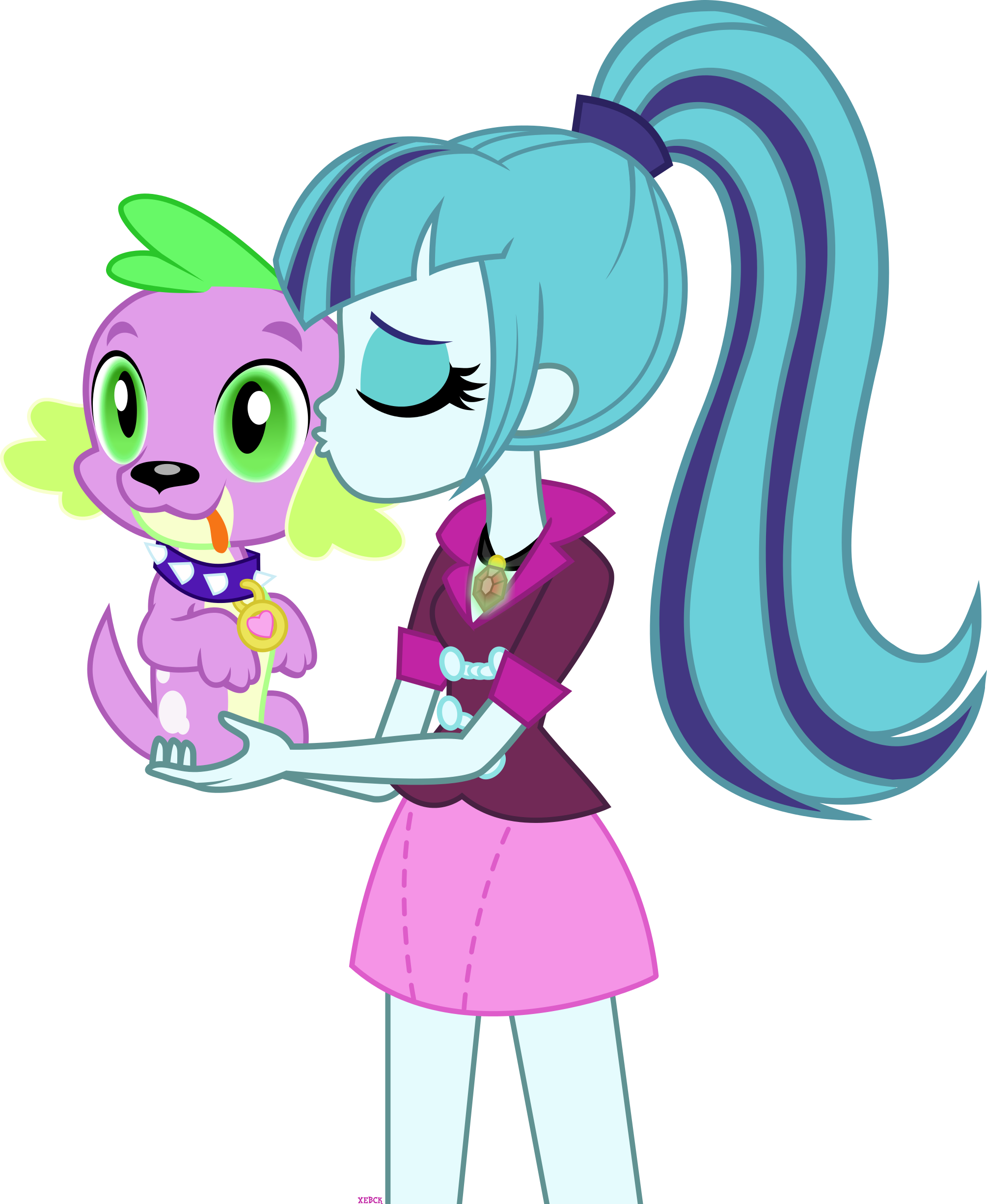 #818062 - artist:xebck, cute, dog, equestria girls, eyes closed, female