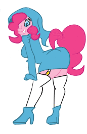Safe Artist Minus8 Artist Xchan Derpibooru Exclusive Pinkie Pie Anthro Shy Guy Animated Boots Butt Shake Clothes Dancing Frame By Frame Garters High Heel Boots Hoodie Hypnotic Looking At You Shoes Simple
