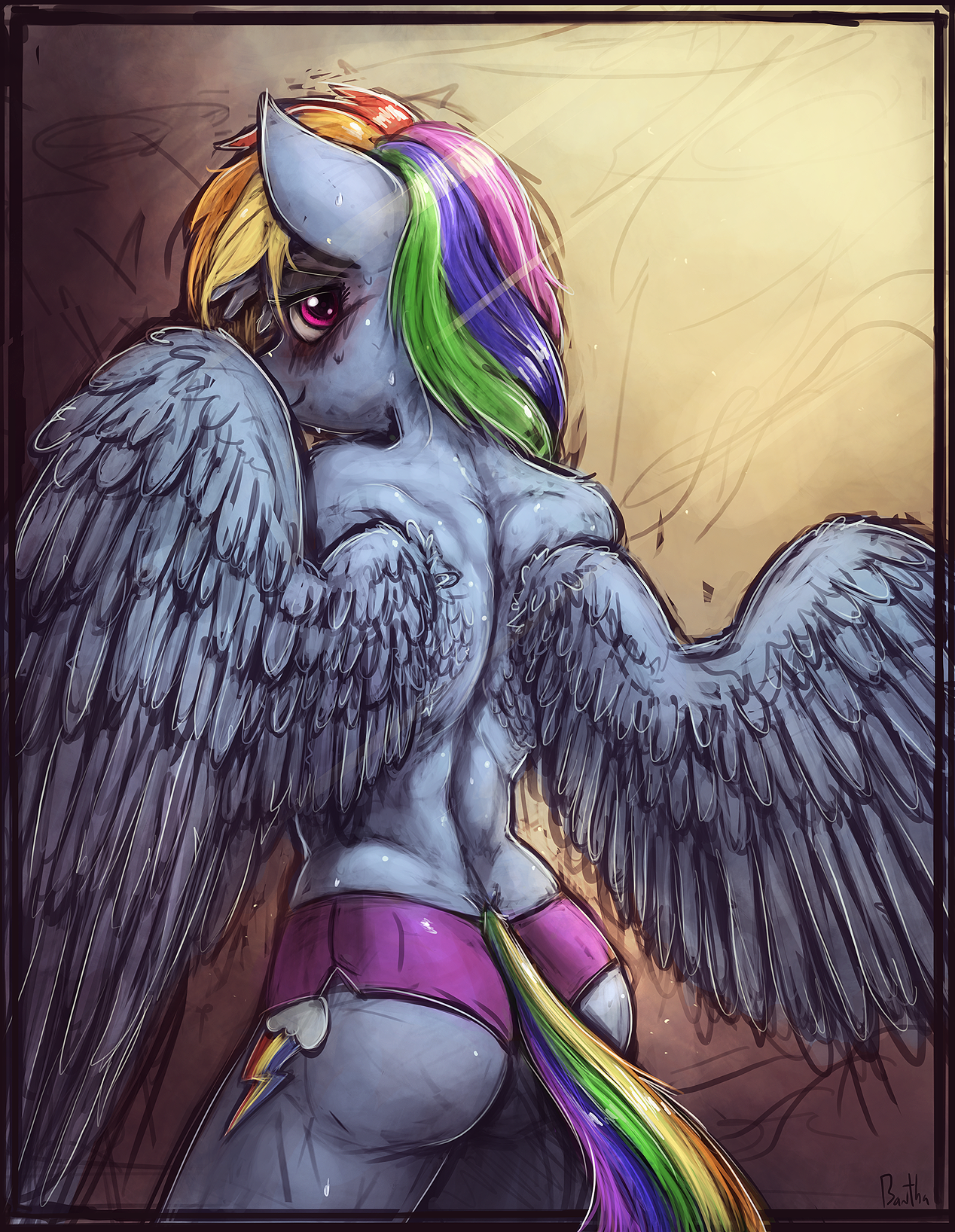 [Obrázek: 1052940__solo_rainbow+dash_anthro_solo+f...opless.png]