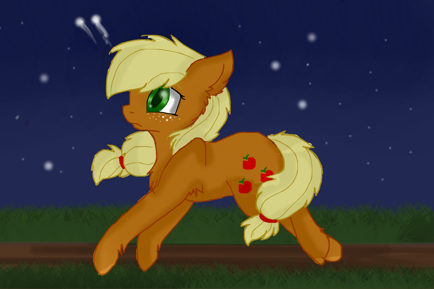 #1053190 - safe, applejack, g4, female, night, running, shooting star ...