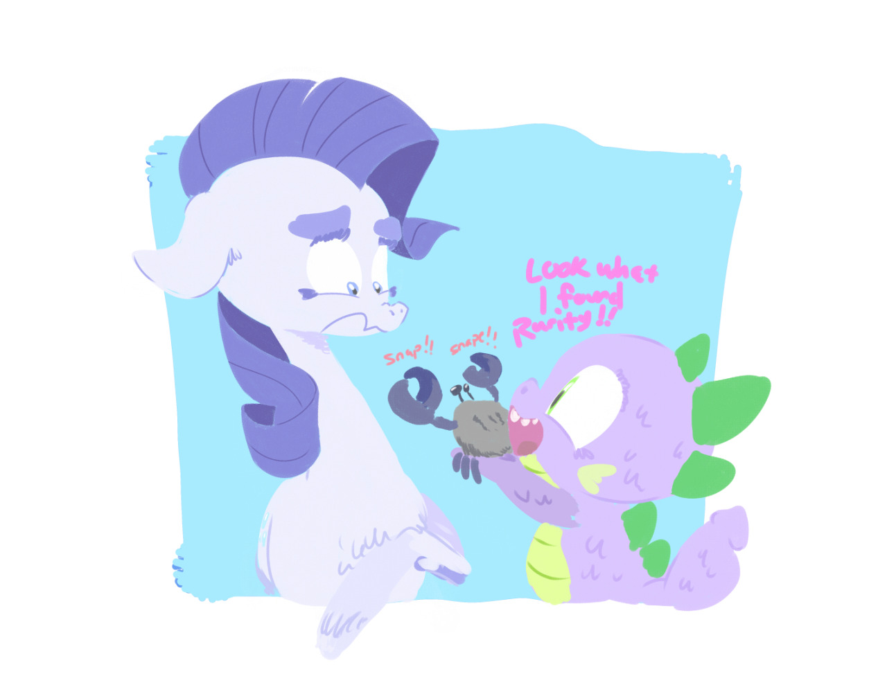 Mlp Rarity Fighting #892112 - safe, artist:burrburro, rarity, spike, crab, giant crab, crab ...