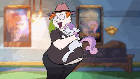 953910__safe_clothes_animated_human_sweetie+belle_kissing_hug_fat_king+sombra_brony.gif
