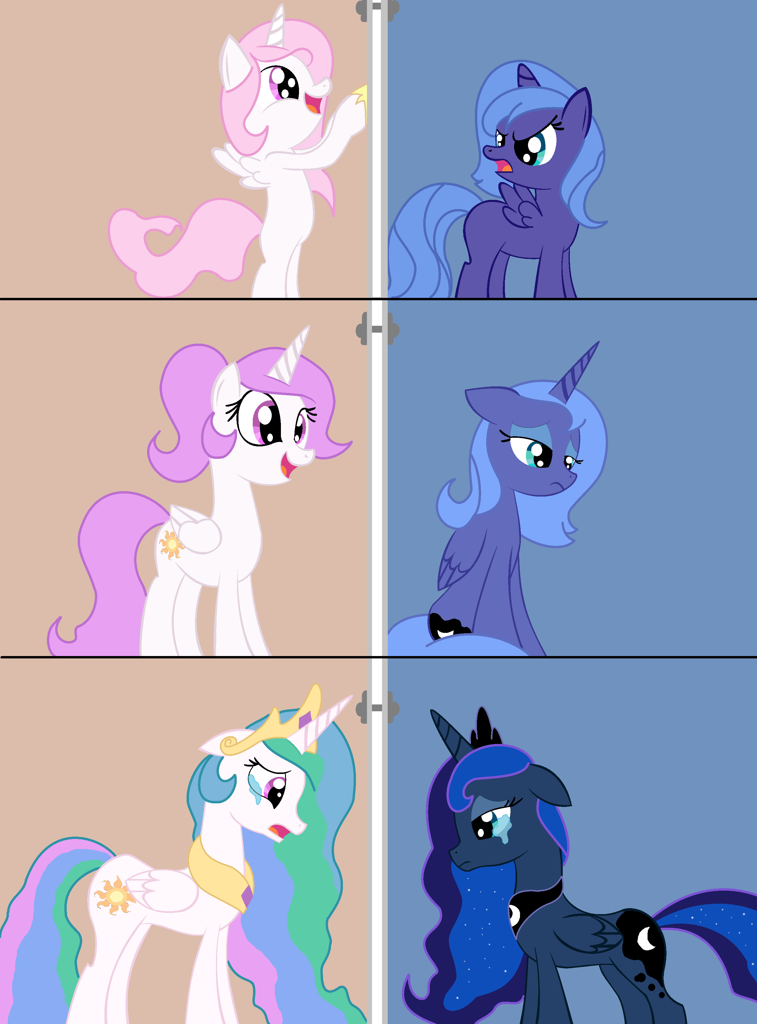 luna celestia pony princess mlp build frozen anna deviantart snowman comic wanna elsa filly want crying sad characters crossover comics