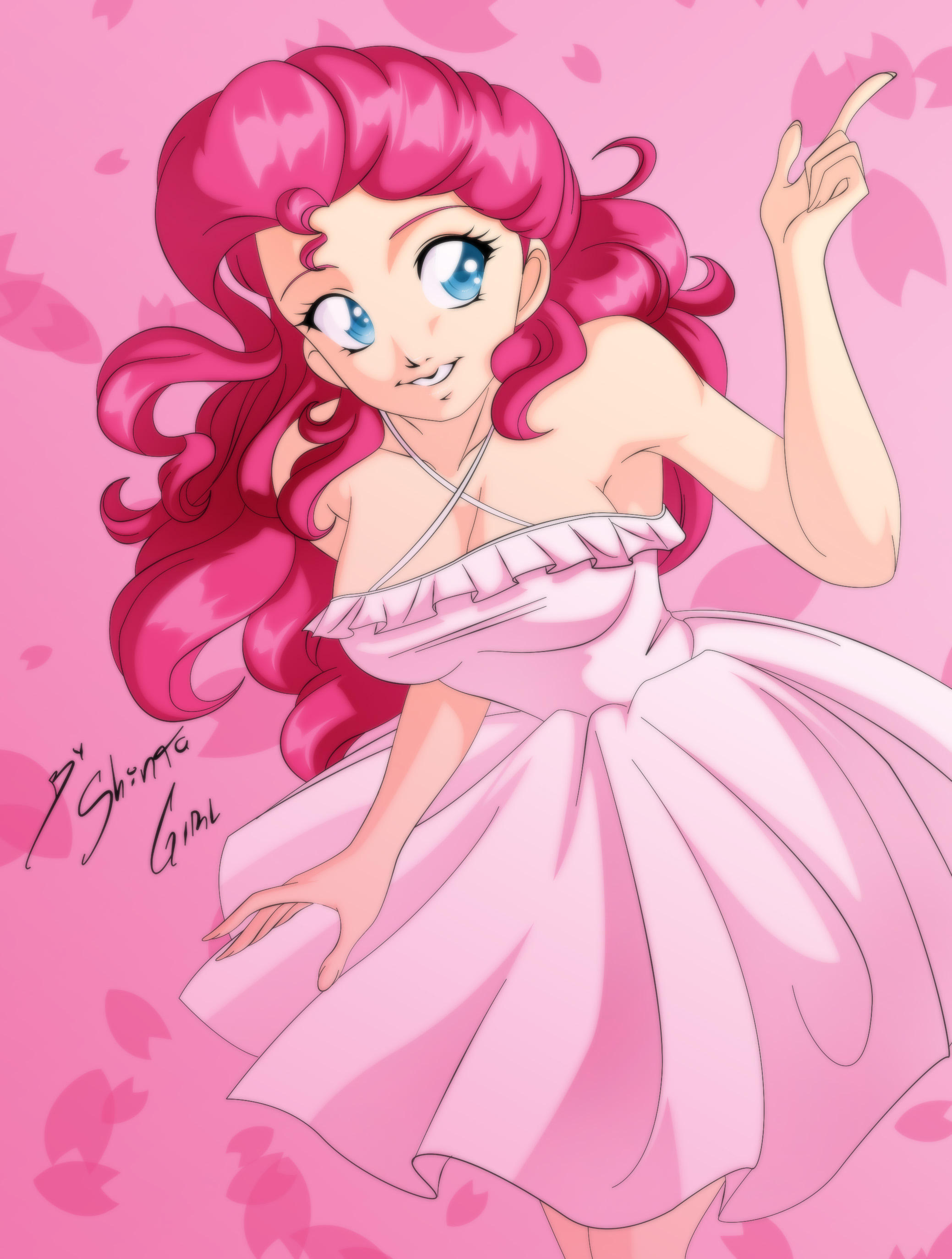 985908 Safe Artistshinta Girl Pinkie Pie Human Armpits Clothes Dress Female 8675