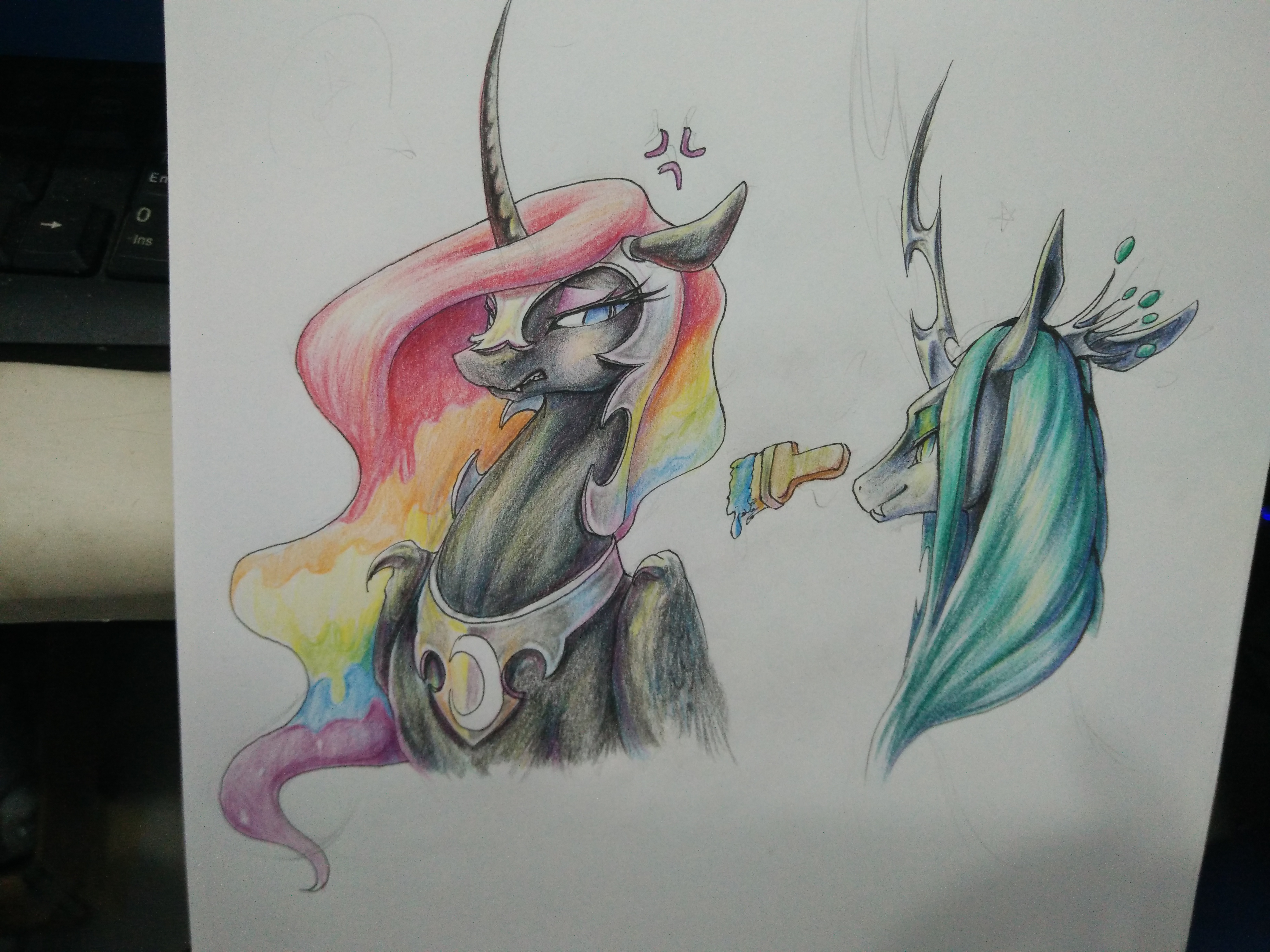 Pony art of the non diabetic variety.  - Page 20 987462__safe_shipping_traditional+art_cute_lesbian_queen+chrysalis_nightmare+moon_cutealis_chrysmoon_moonabetes