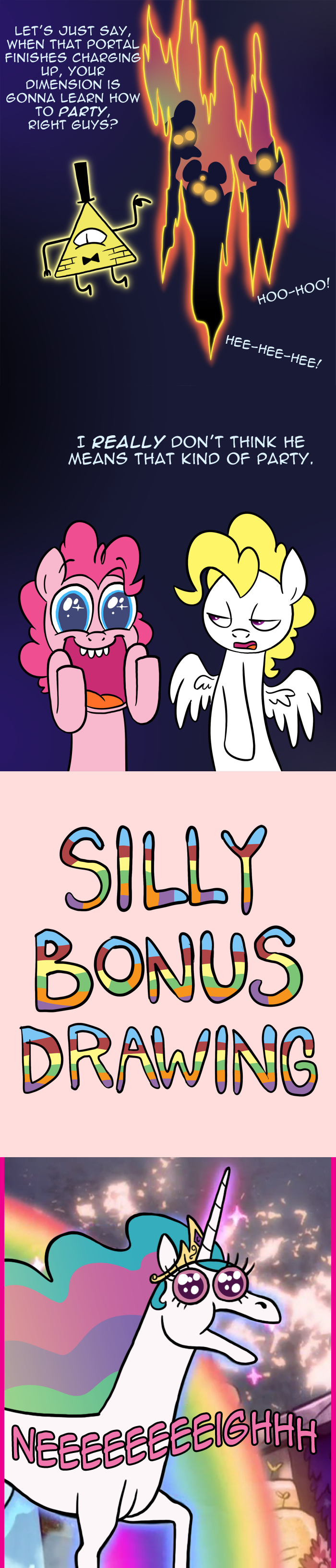 976239 Alicorn Artist Willdrawforfood1 Ask Surprise Bill Cipher Celestabellebethabelle Classical Unicorn Crossover Demon Dilated Pupils Earth Pony Female Frown Glowing Horn Gravity Falls Hoers Horses Doing Horse Things Leonine Tail