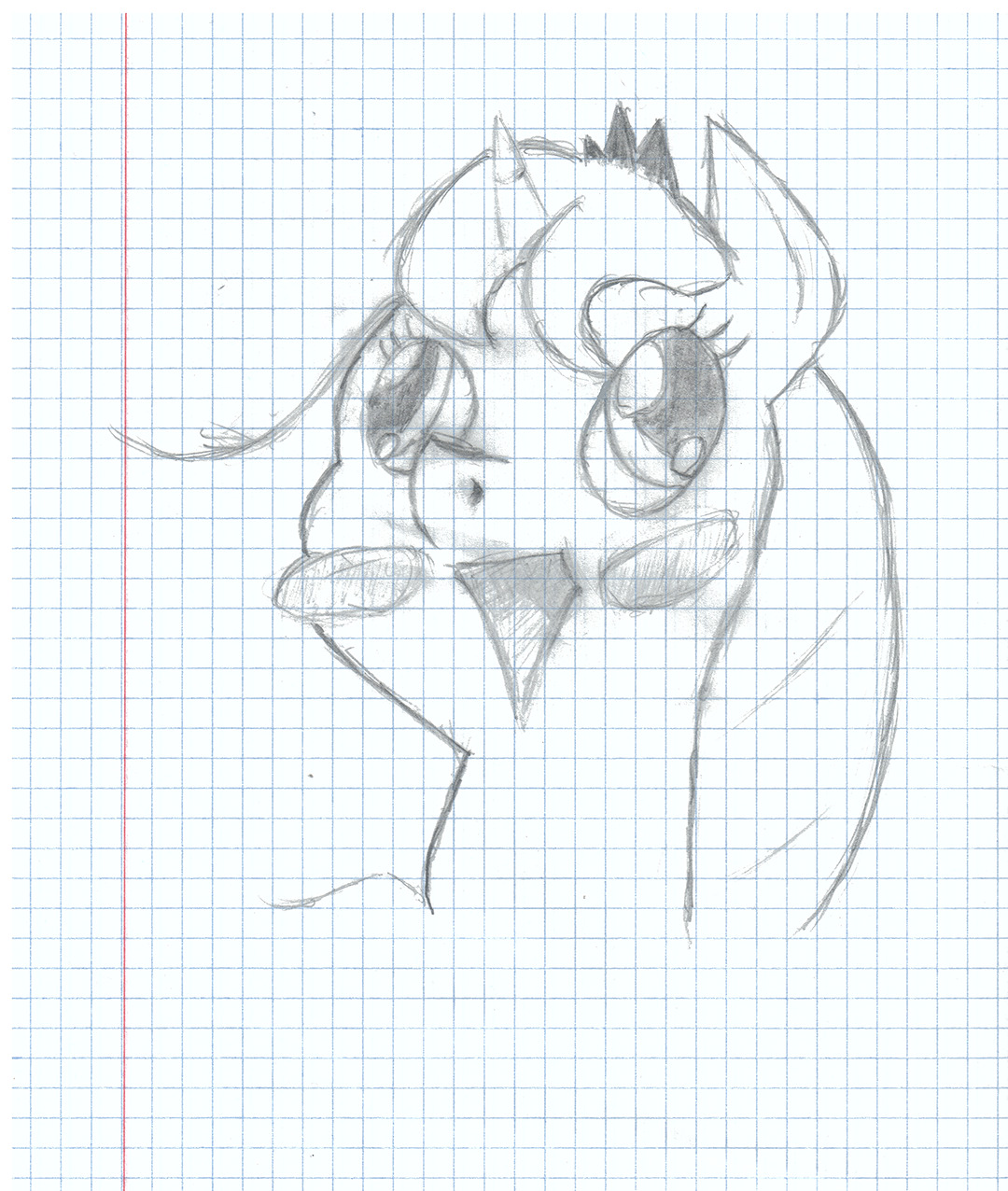 1078134 safe, princess luna, blush sticker, blushing, derp, drawing, female, graph paper