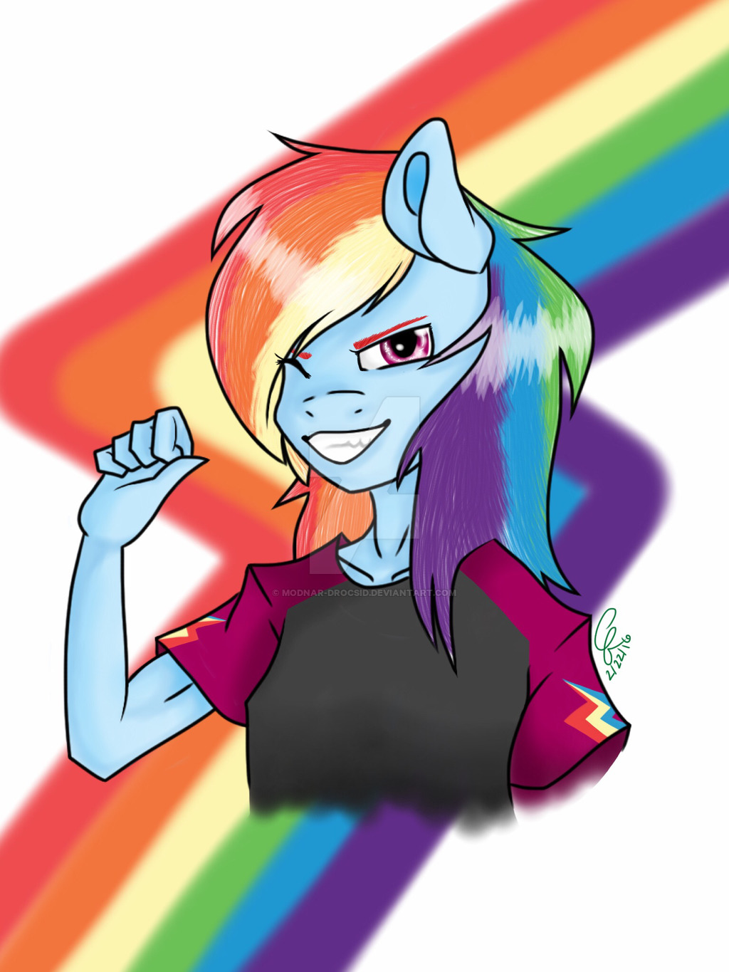 1094687 Safe Artistmodnar Drocsid Rainbow Dash Anthro Female Looking At You Solo 3508