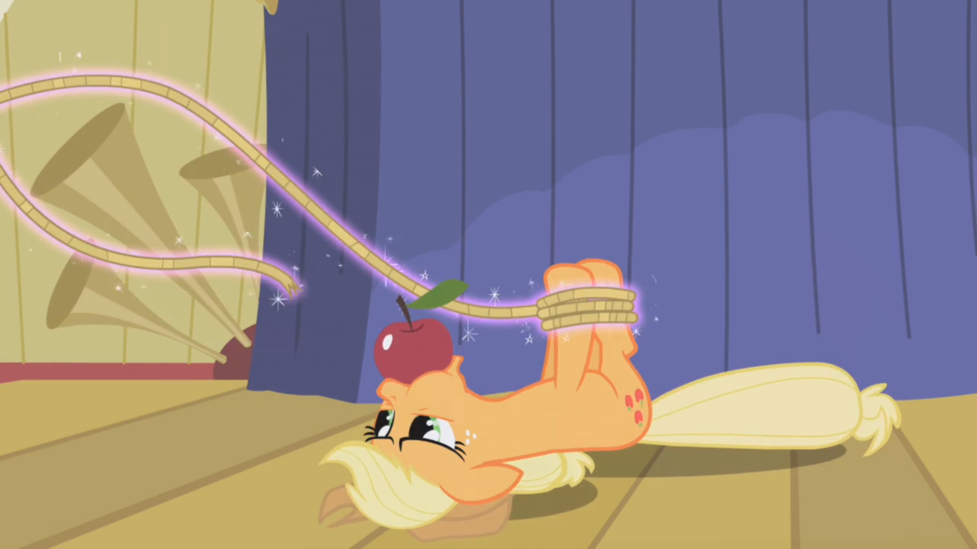 #1096474 - safe, applejack, g4, apple, apple gag, bondage, bound and ...