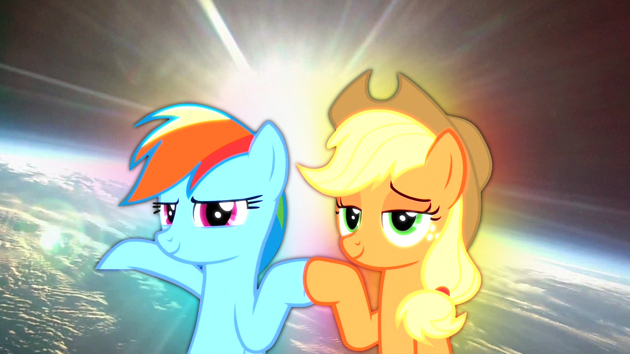 1160270__safe_rainbow+dash_applejack_shipping_lesbian_appledash_hoofbump_spoiler-colon-s06e09_the+saddle+row+review_earth.jpg