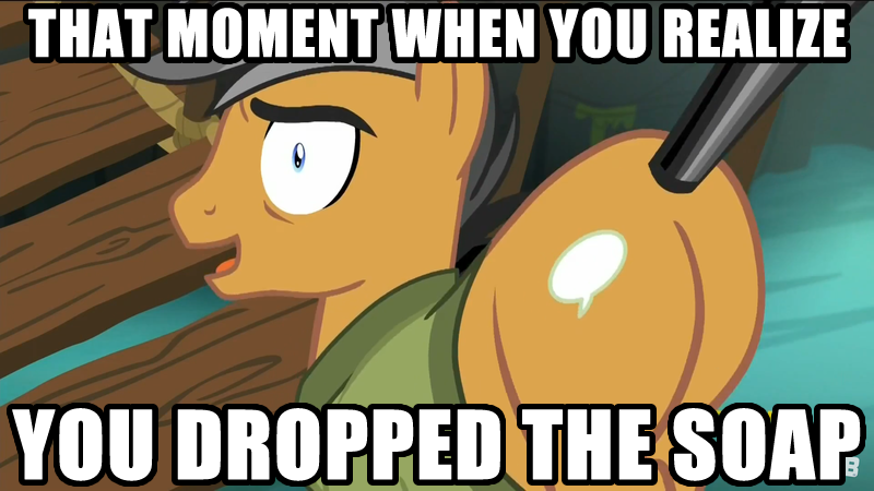 https://derpicdn.net/img/view/2016/7/31/1213161__suggestive_screencap_meme_image+macro_implied+rape_spoiler-colon-s06e13_stranger+than+fan+fiction_soap_quibble+pants_dropping+the+soap.png