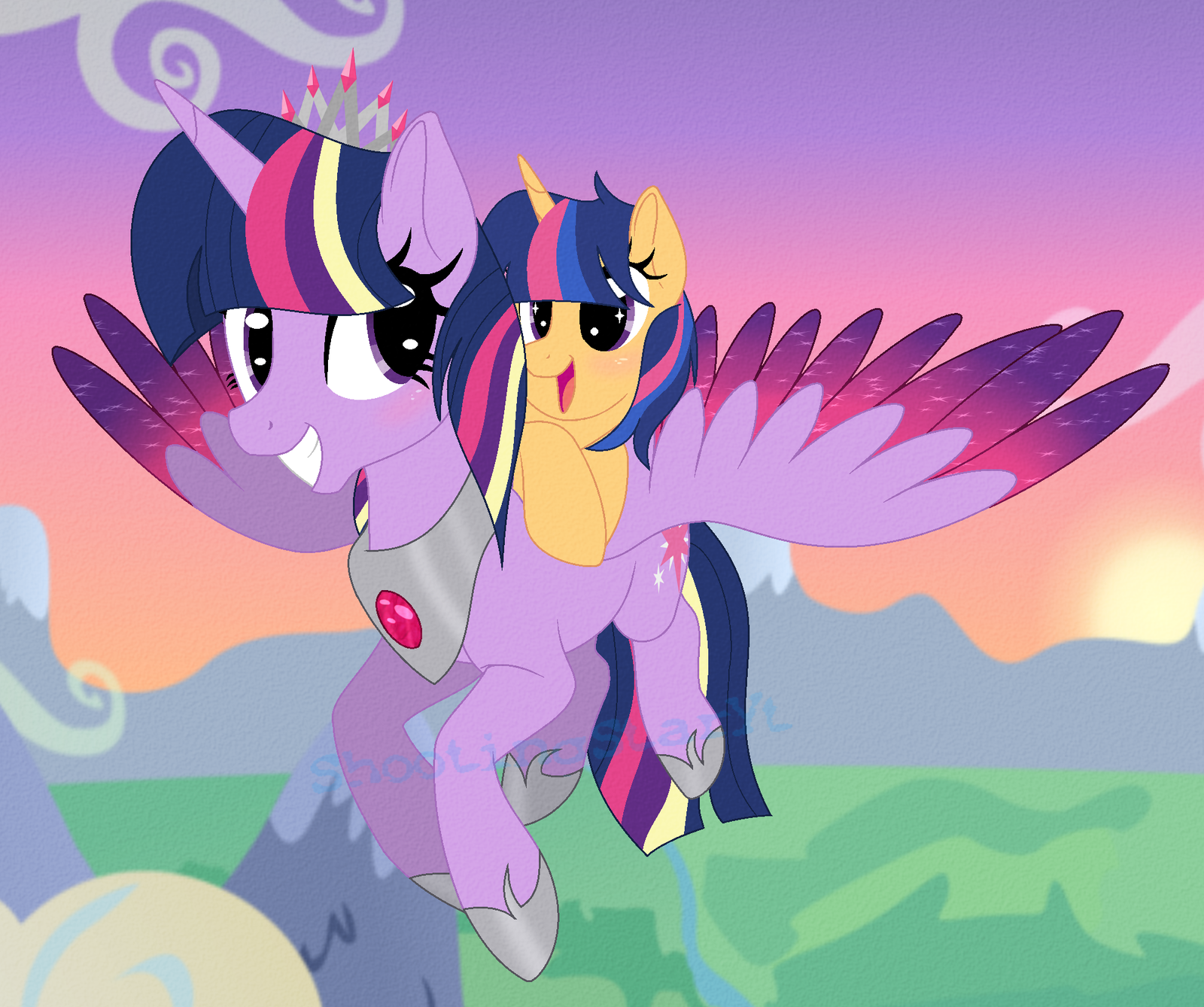 1560916 alicorn, artistshootingstaryt, duo, female