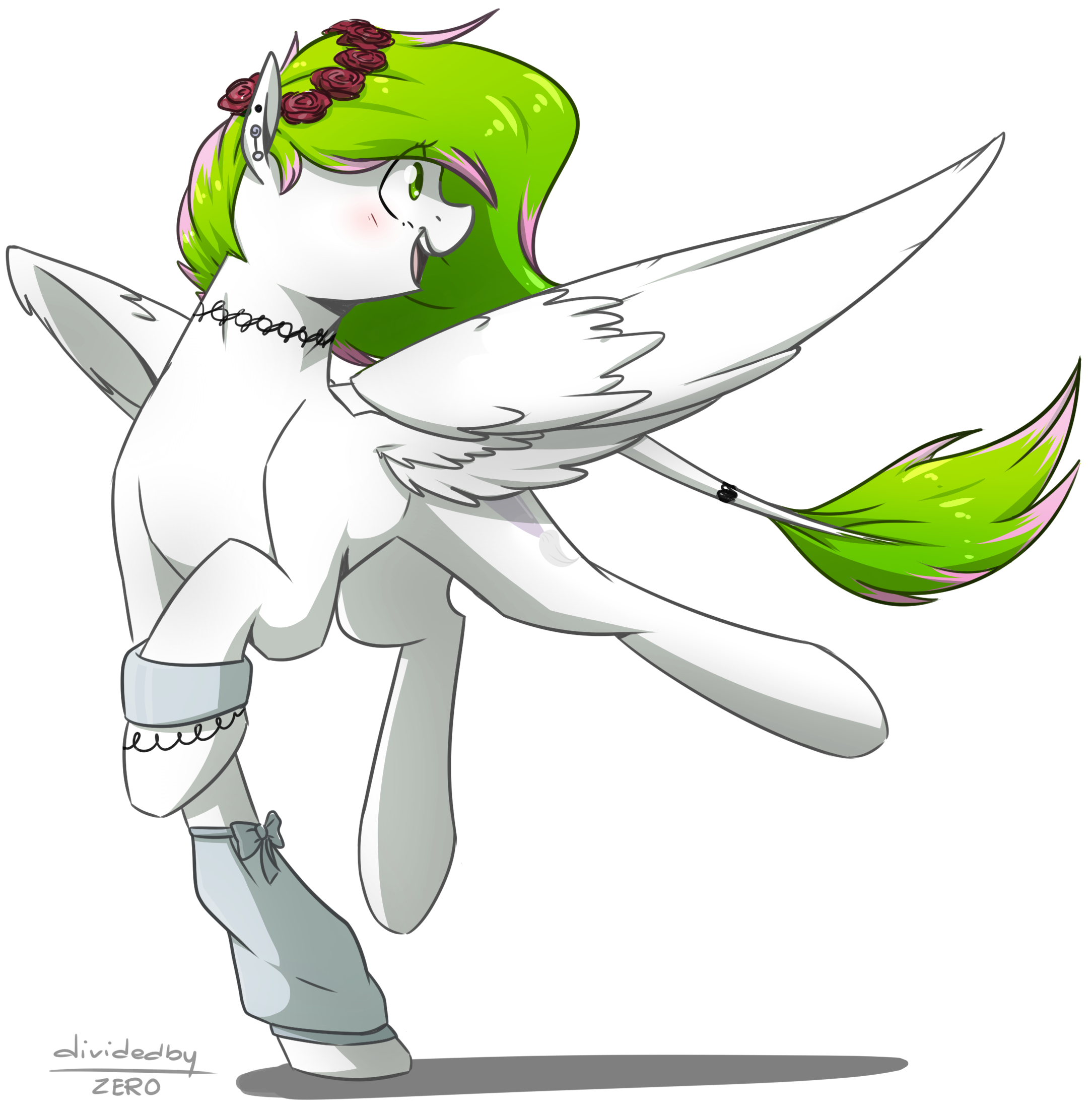 Safe Artist Lrusu Oc Oc Only Pegasus Pony Female Flower Flower In Hair High