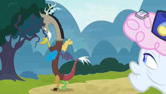 #1466605 - animated, bait and switch, discord, discordant harmony, funny, gif, jetpack, pony ...